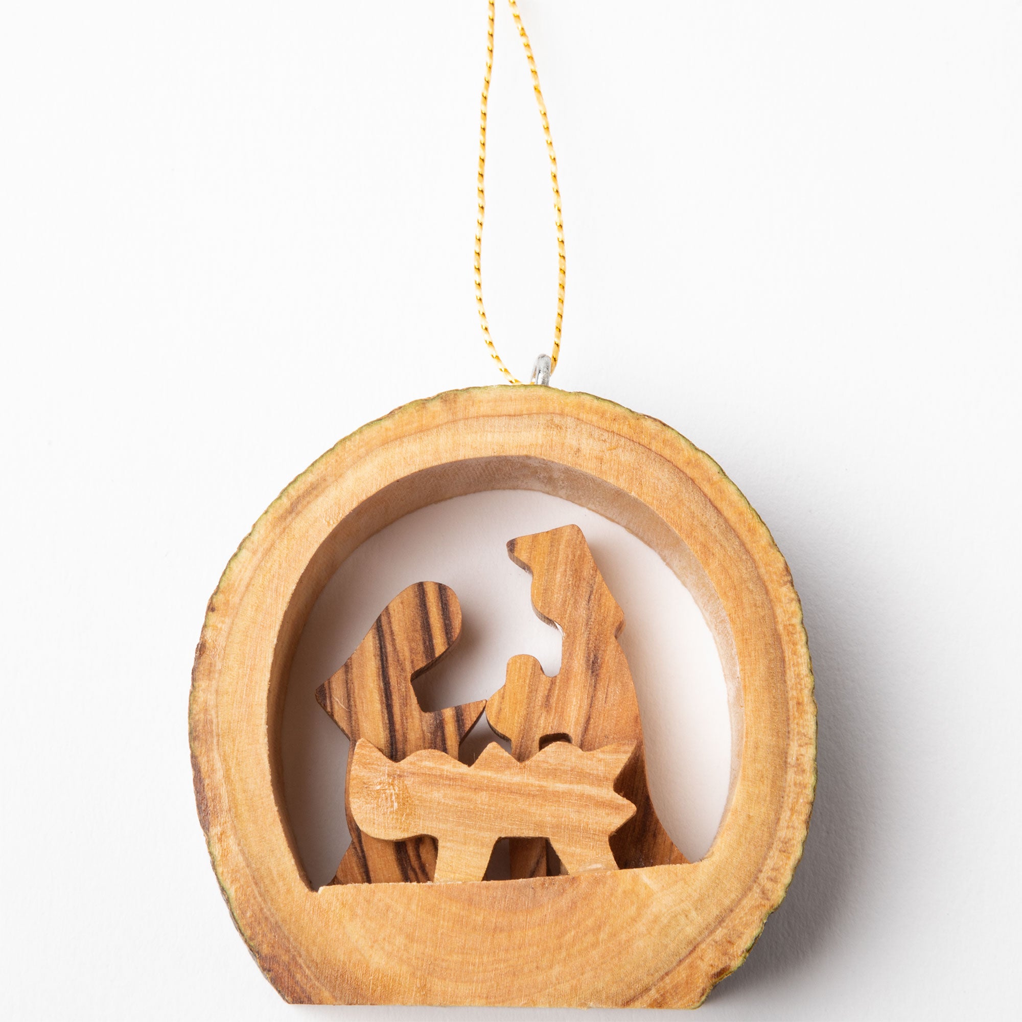 Premium Olive Wood Nativity Ornament - Handcrafted Christmas Decoration