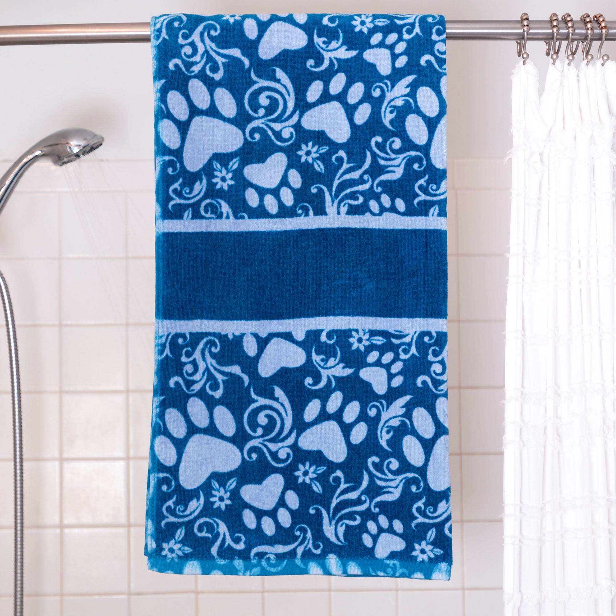 Premium Blue Paw Print Bath Towel - Ultimate Comfort for Pet Lovers