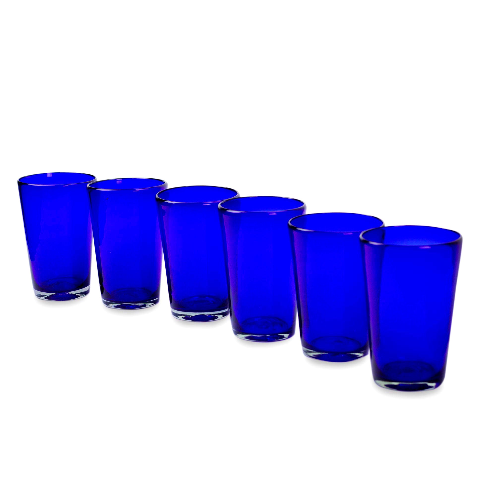 Premium Cobalt Blue Handblown Recycled Glass Tumblers - Set of 6