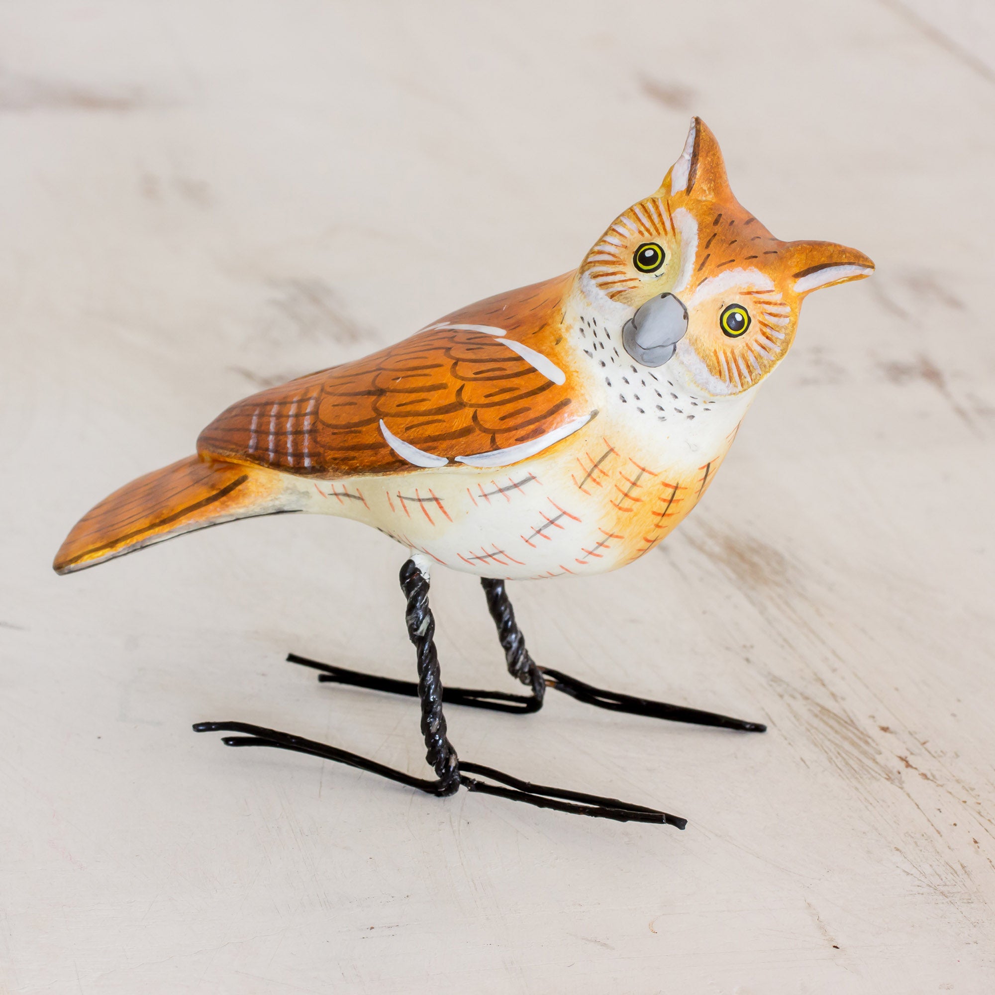 Premium Handcrafted Eastern Screech Owl Ceramic Figurine – Artisan Sculpted & Painted