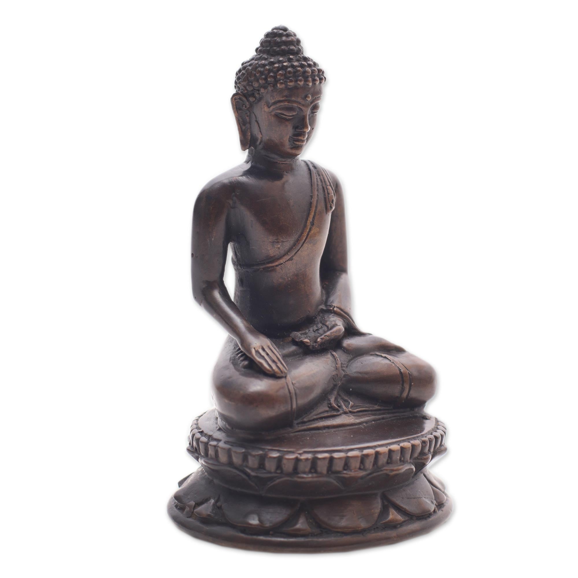 Premium Balinese Buddha Bronze Statuette - Earth Witness Edition
