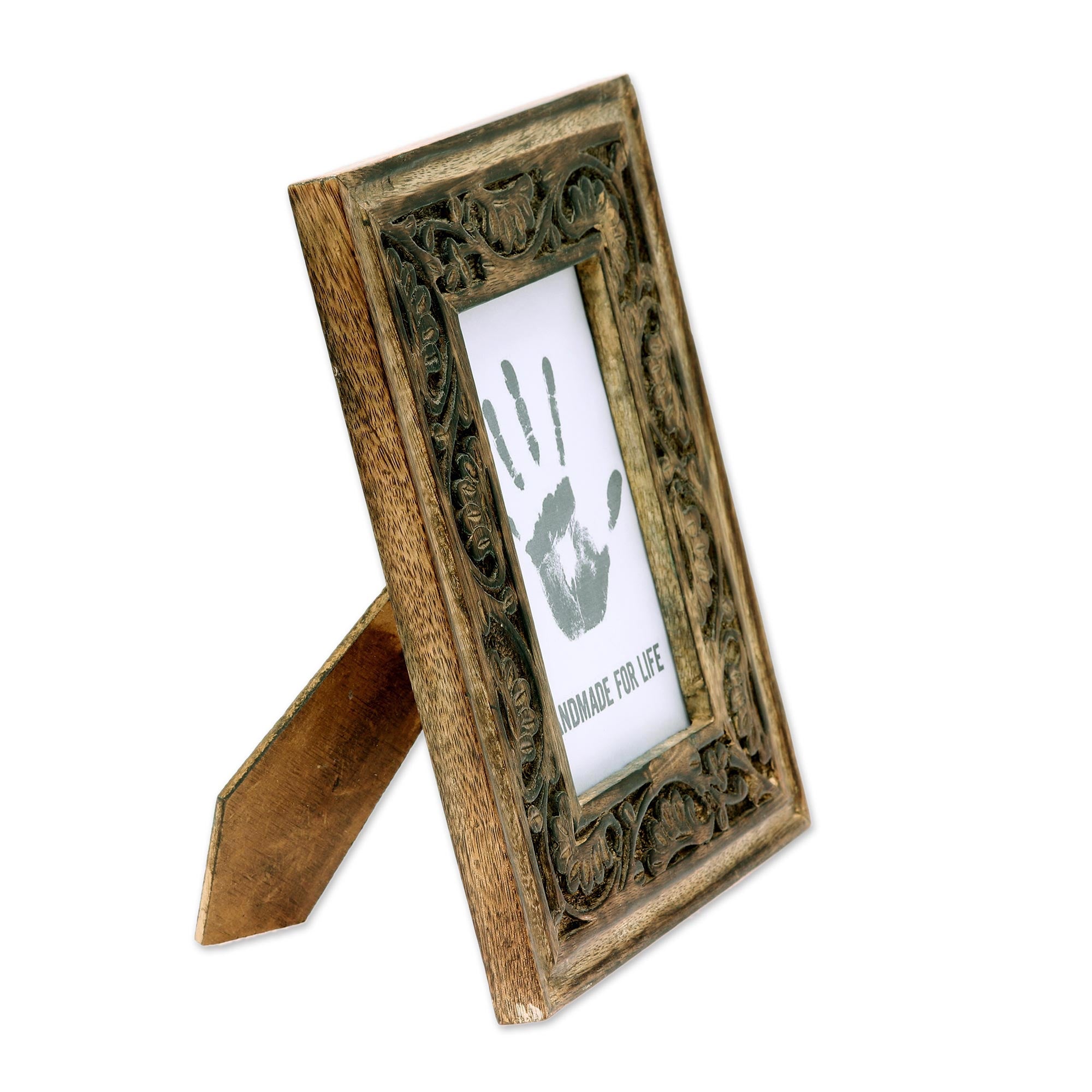 Premium Forest Window Hand-Carved Mango Wood Photo Frame (4x6) - Vine Motif Design