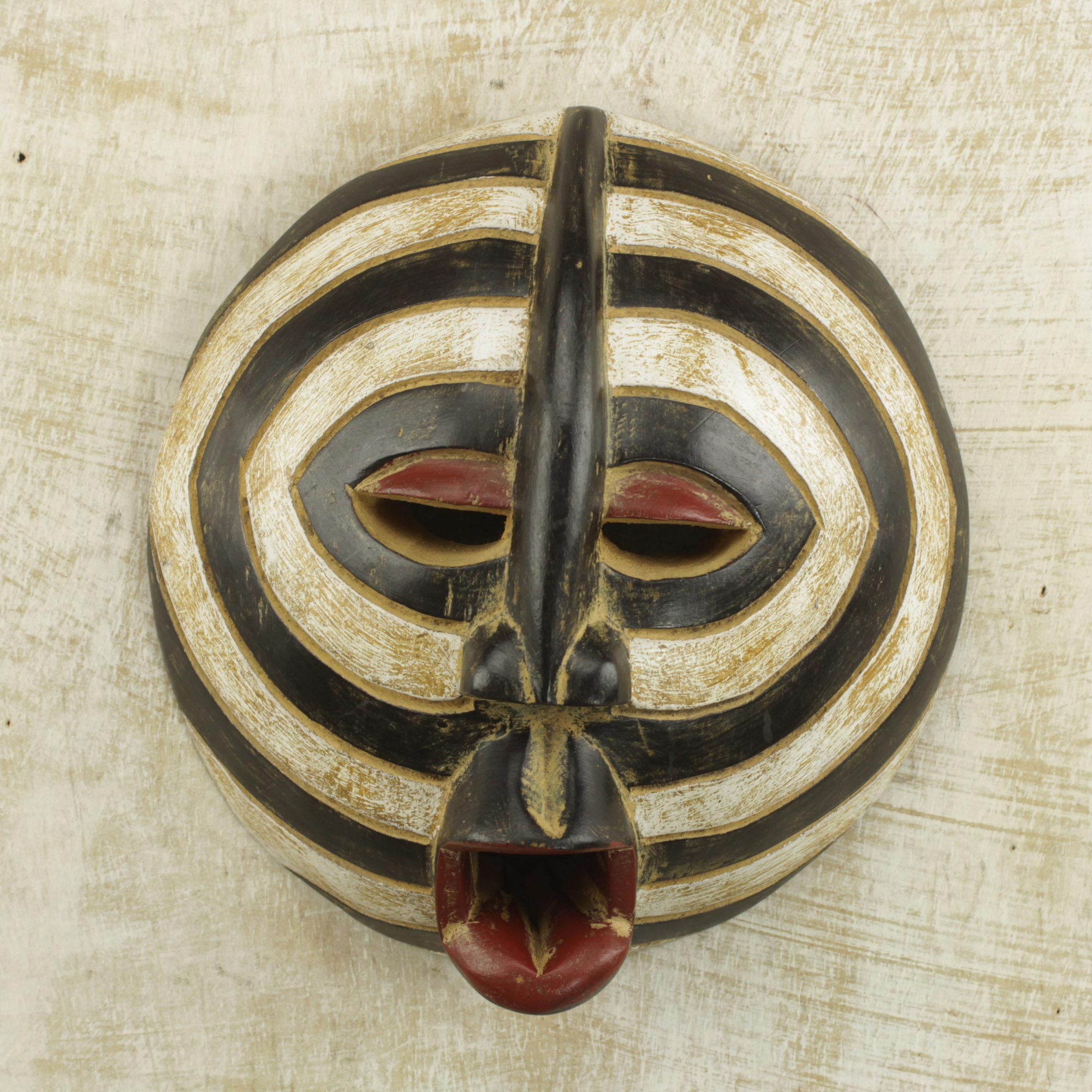 Premium Baluba Rings Hand-Carved African Wall Mask – Authentic Ghanaian Artistry