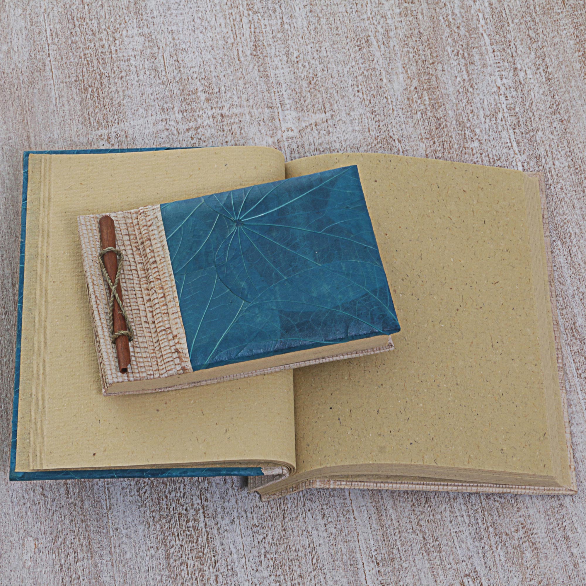 Premium Handcrafted Blue Autumn Spirit Rice Paper Notebooks – Indonesian Artisan Collection