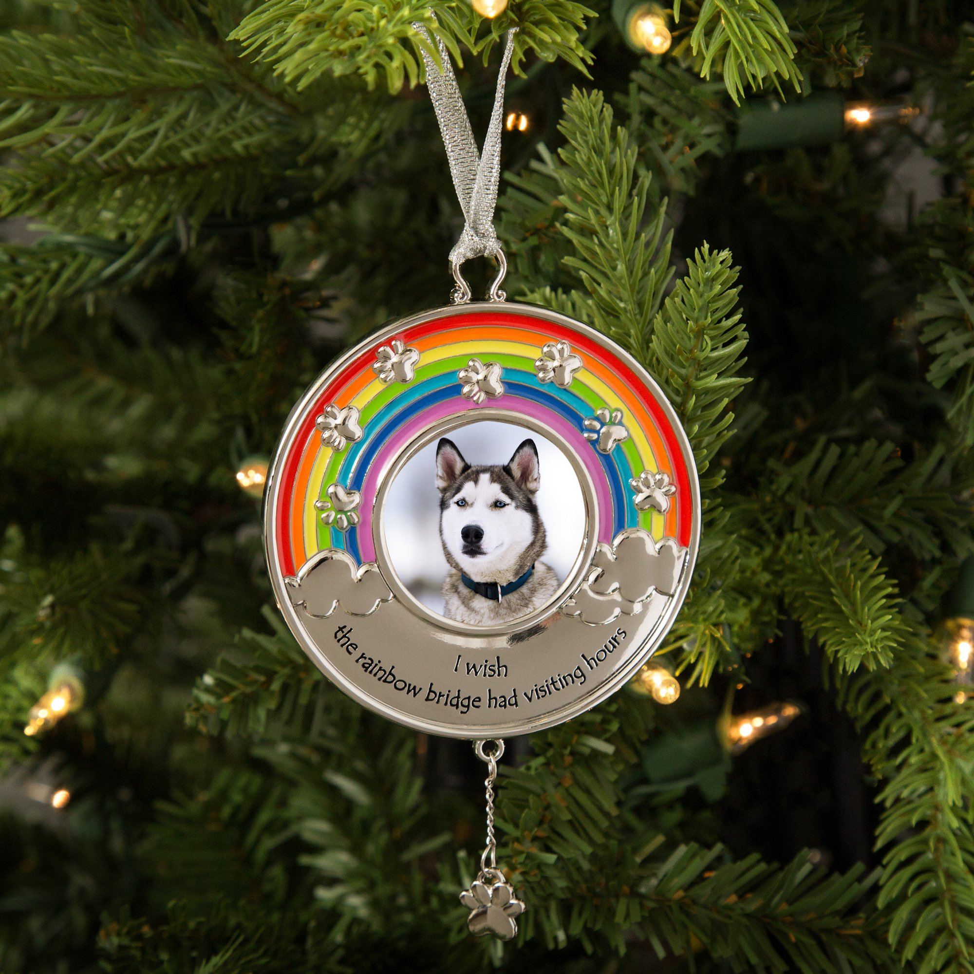 Premium Rainbow Bridge Memorial Paw Print Ornament