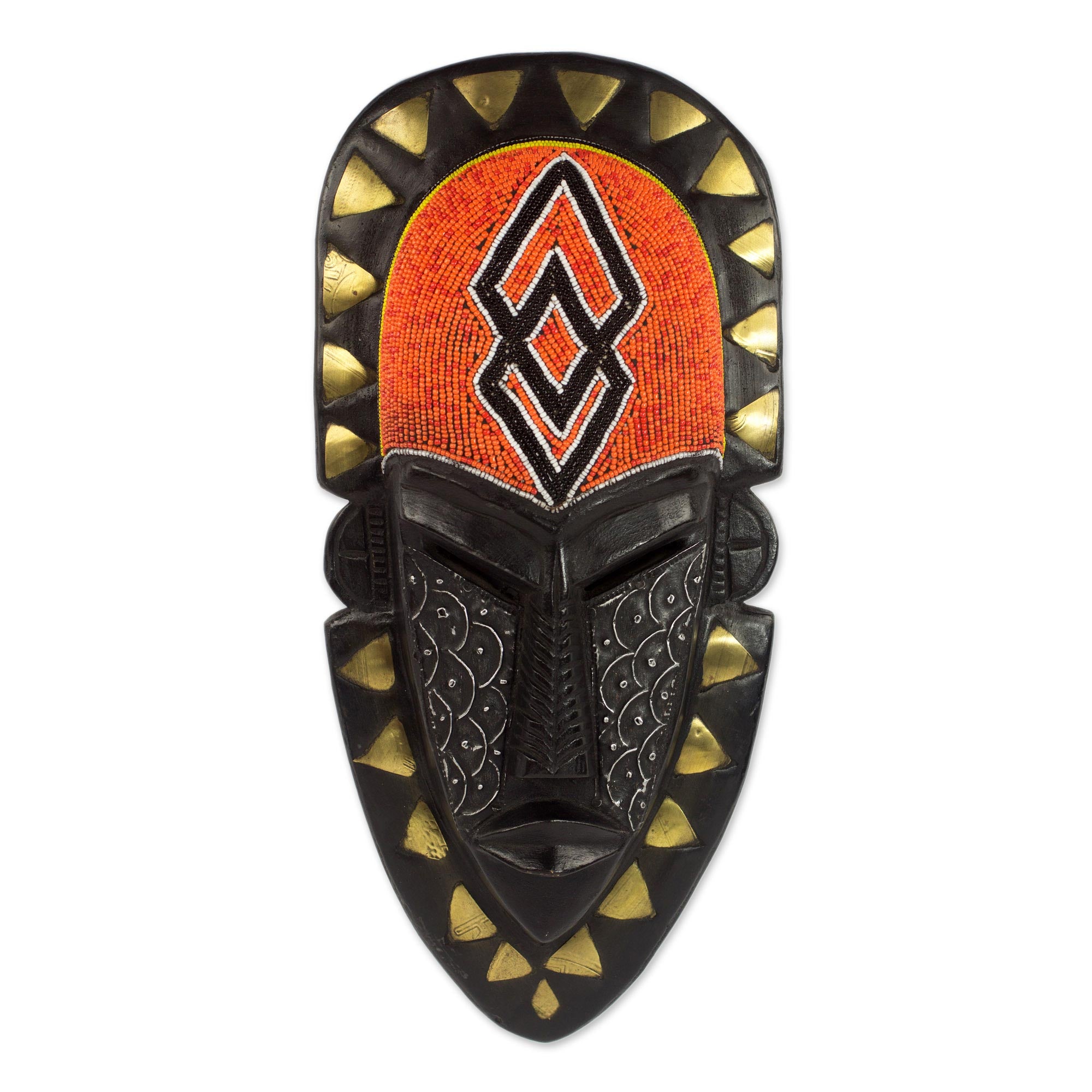 Premium African Sese Wood Warrior Wall Mask - Handcrafted in Ghana