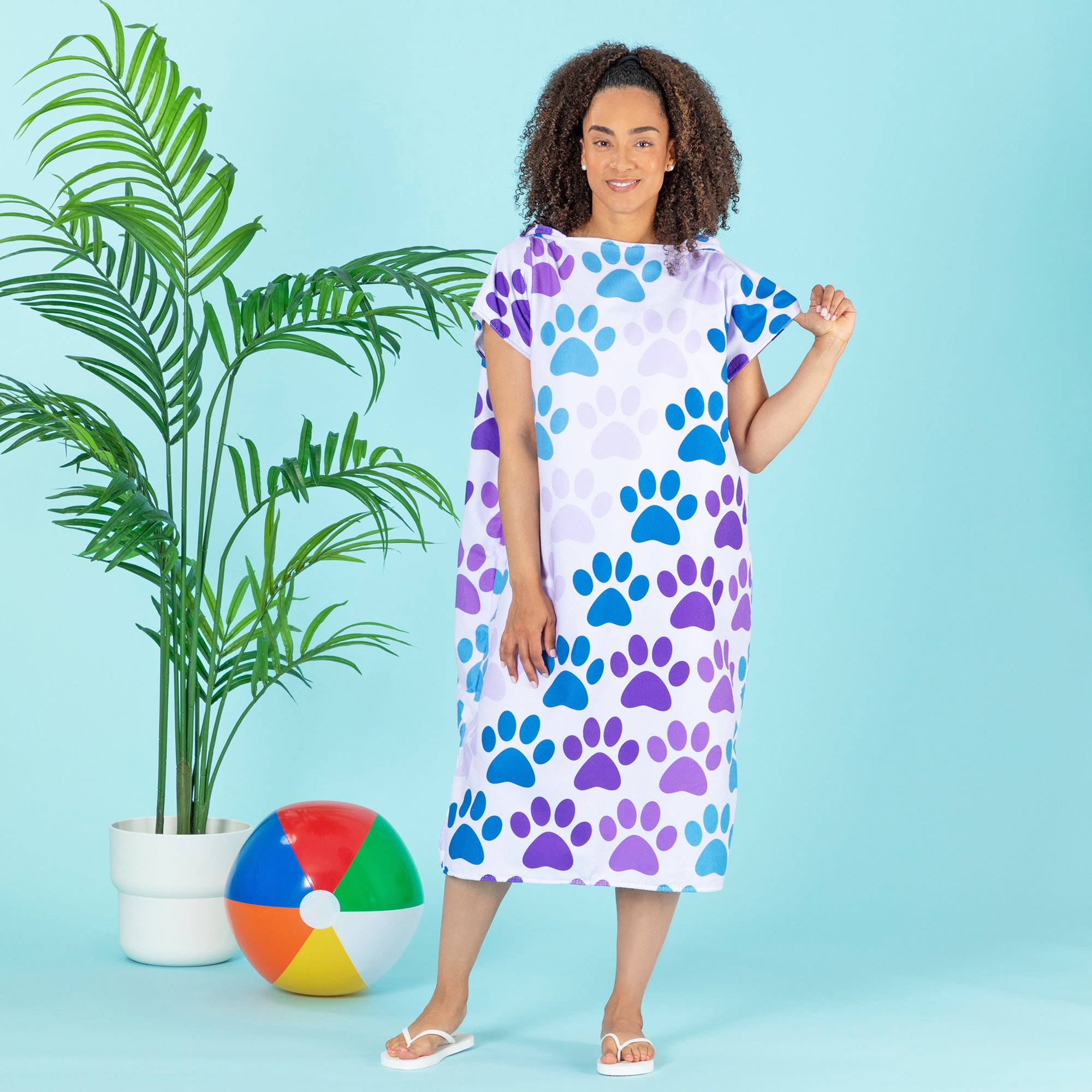 Ultimate Paw Print Beach Towel Poncho - Premium Hooded Towel