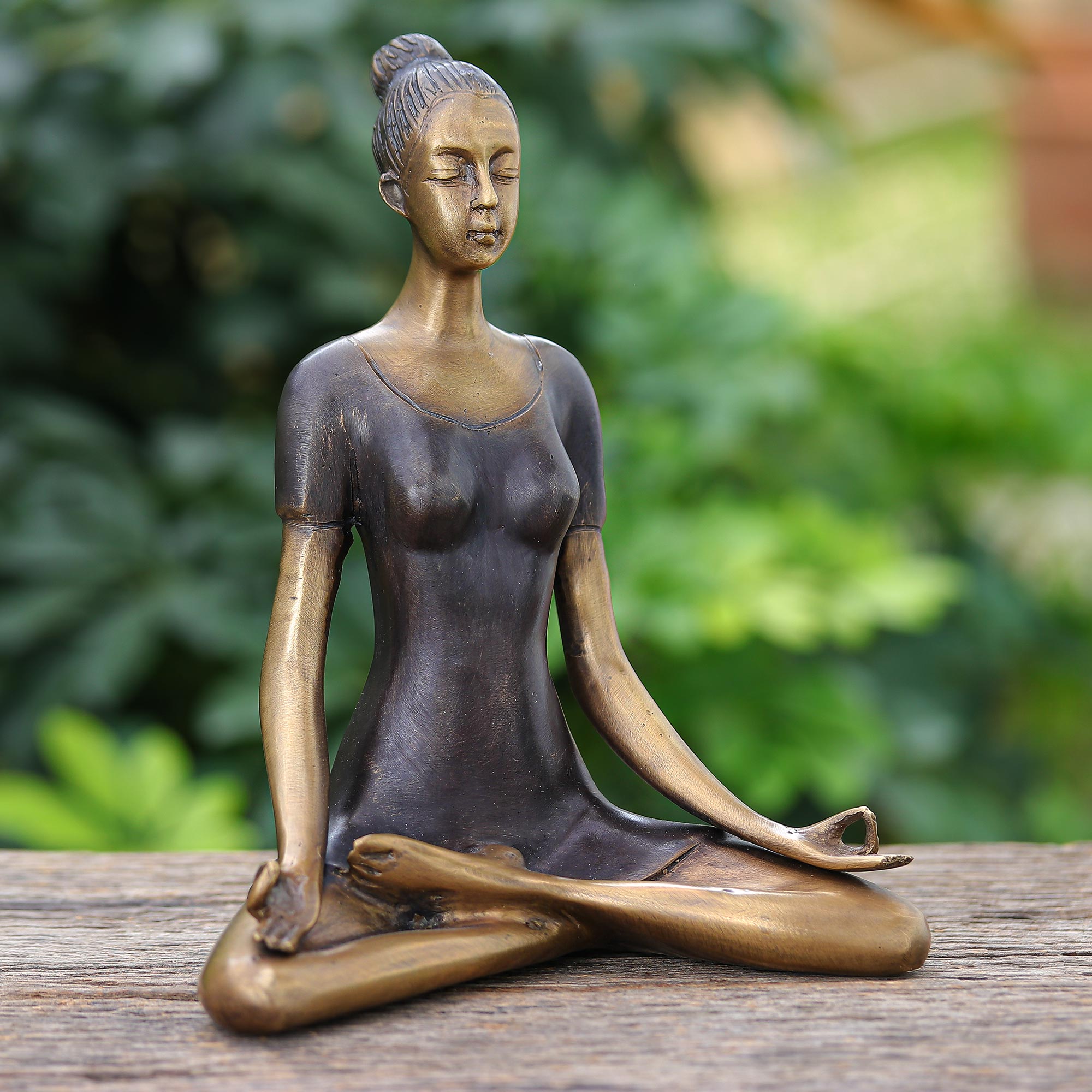 Premium Antiqued Brass Half Lotus Yoga Sculpture – Ultimate Spiritual Decor