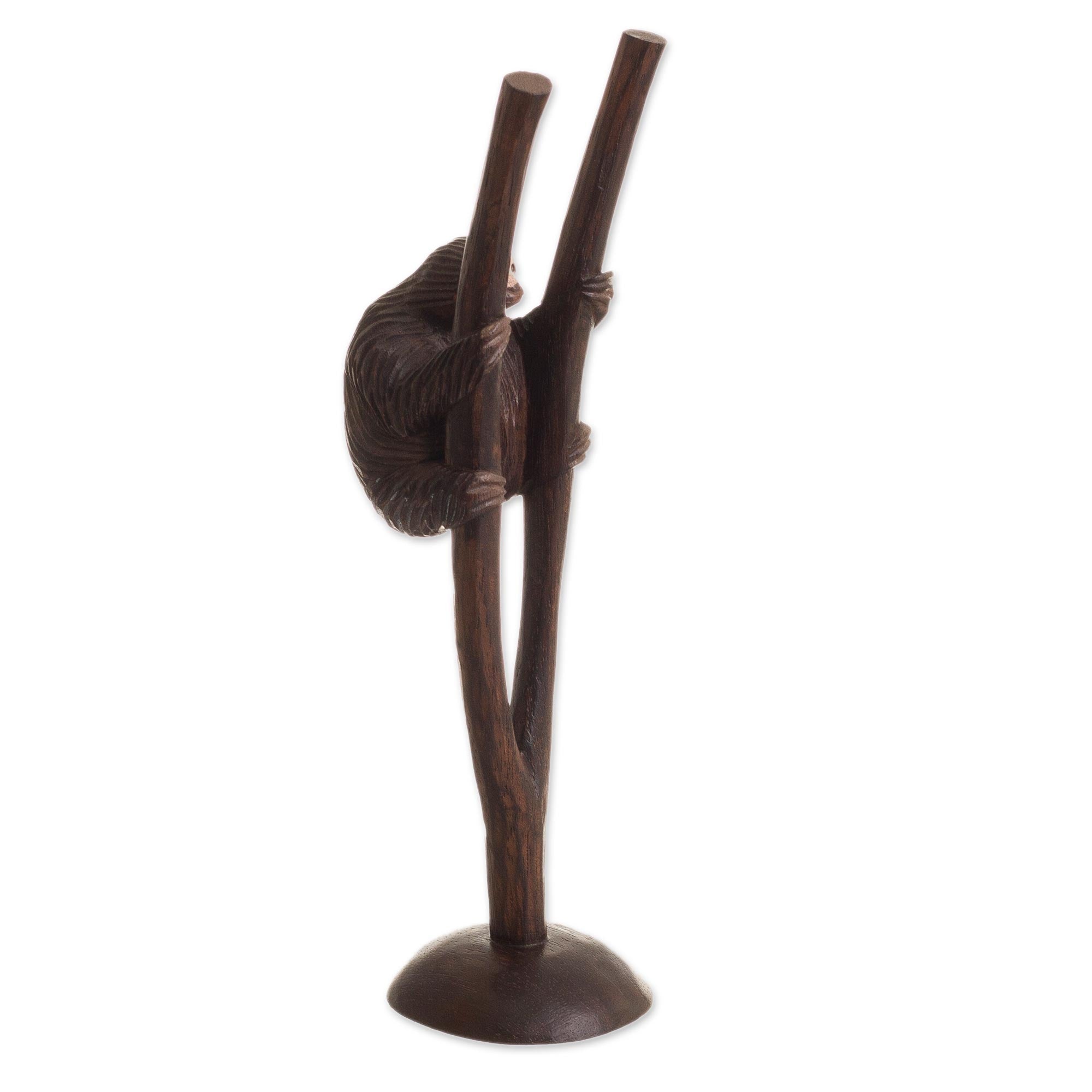 Premium Hand-Carved Cedar Wood Sloth Sculpture – Artisan Crafted in Peru