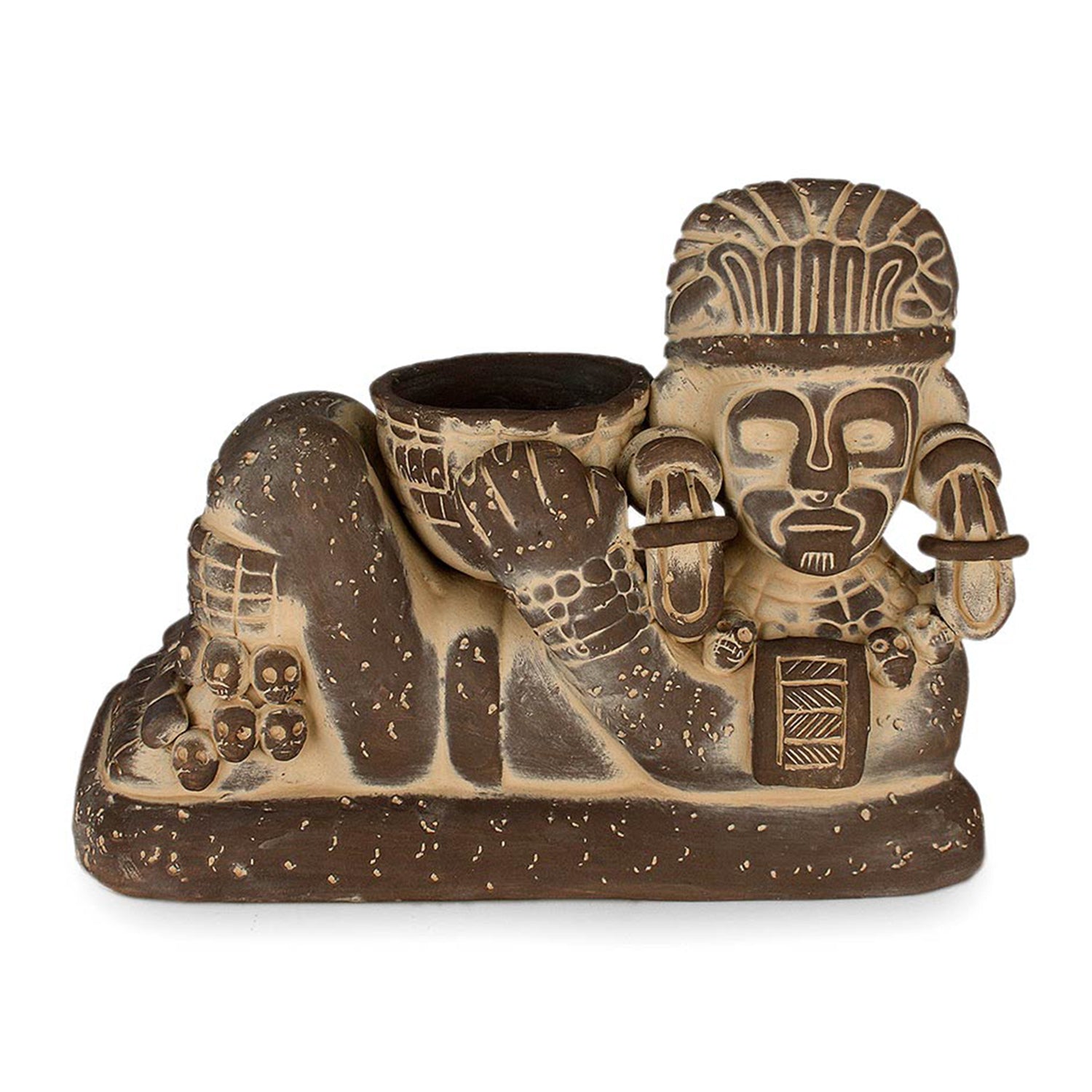Premium Aztec Chac Mool Ceramic Sculpture - Handcrafted Museum Replica