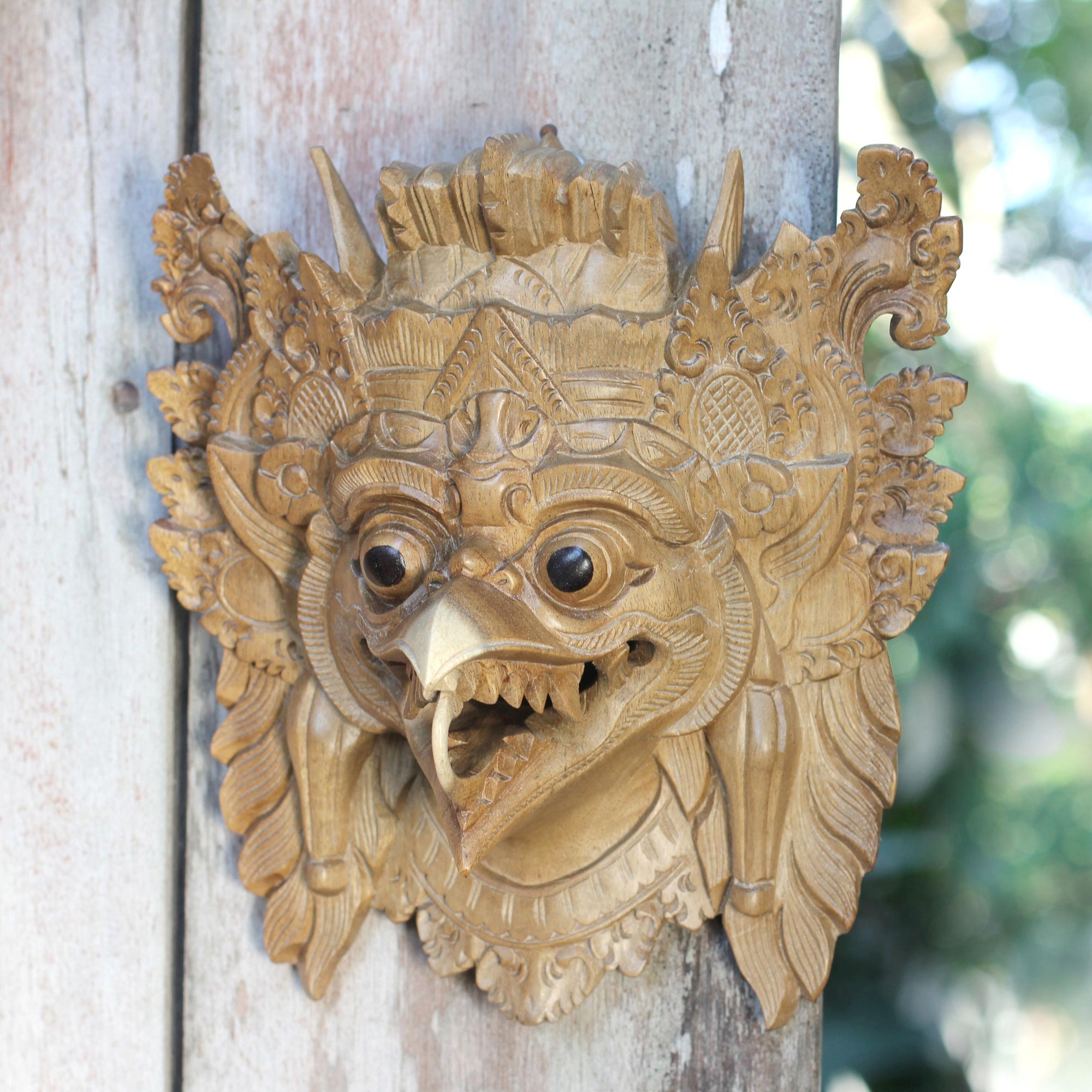 Premium Garuda Eagle Mask - Handcrafted Balinese Wall Art