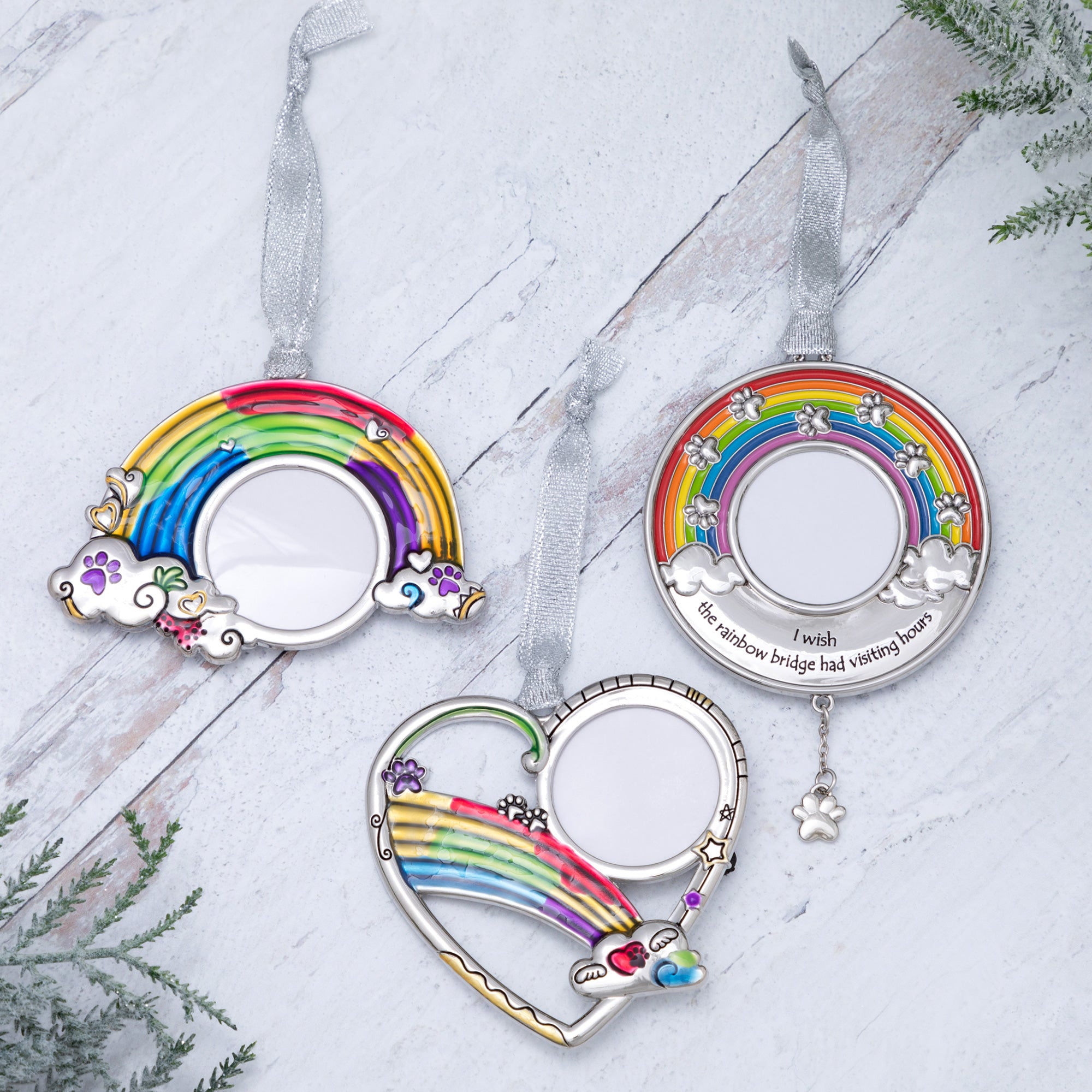 Premium Rainbow Bridge Memorial Paw Print Ornament