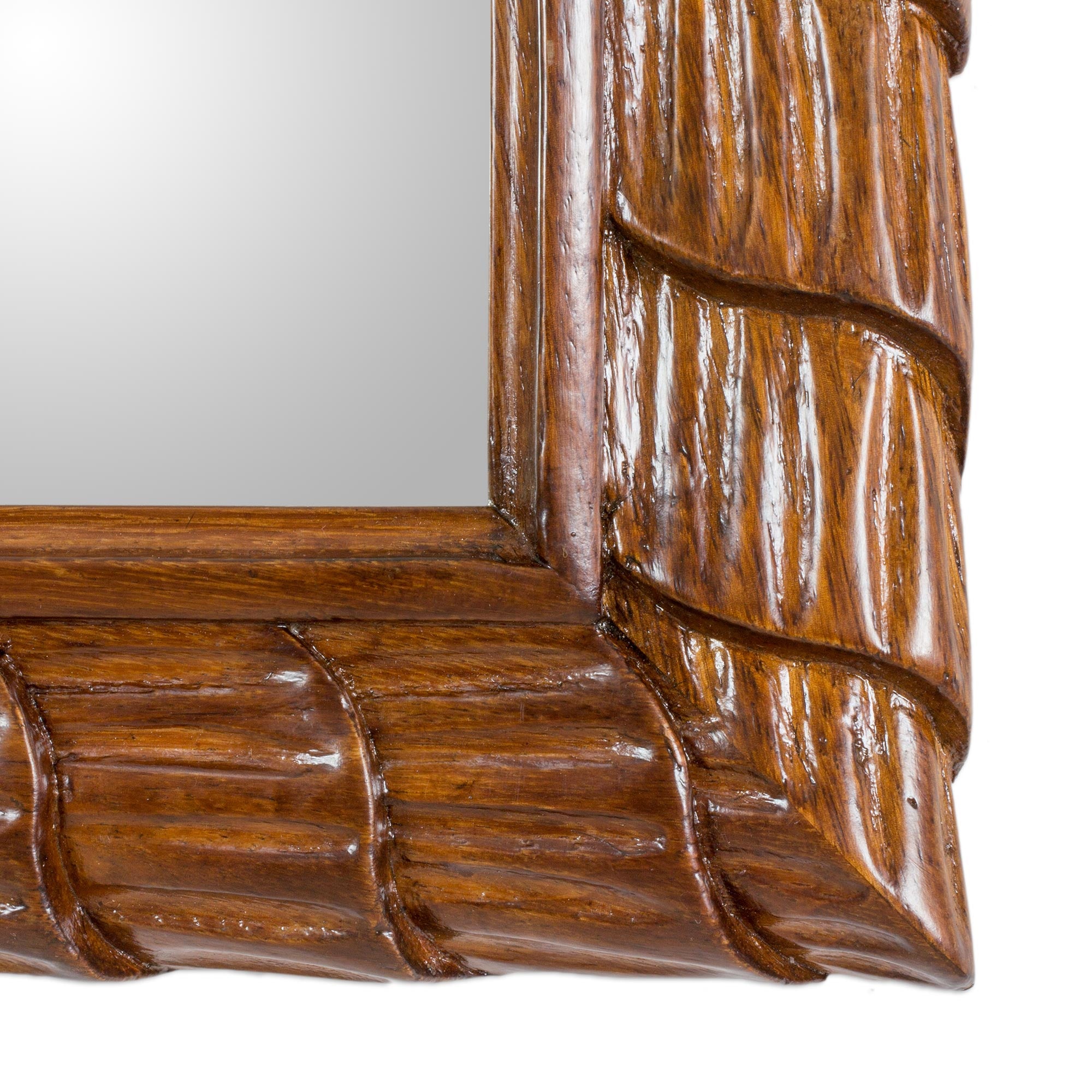 Premium Sustainable Wood Wall Mirror - Handcrafted Rolling Waves Design from Guatemala