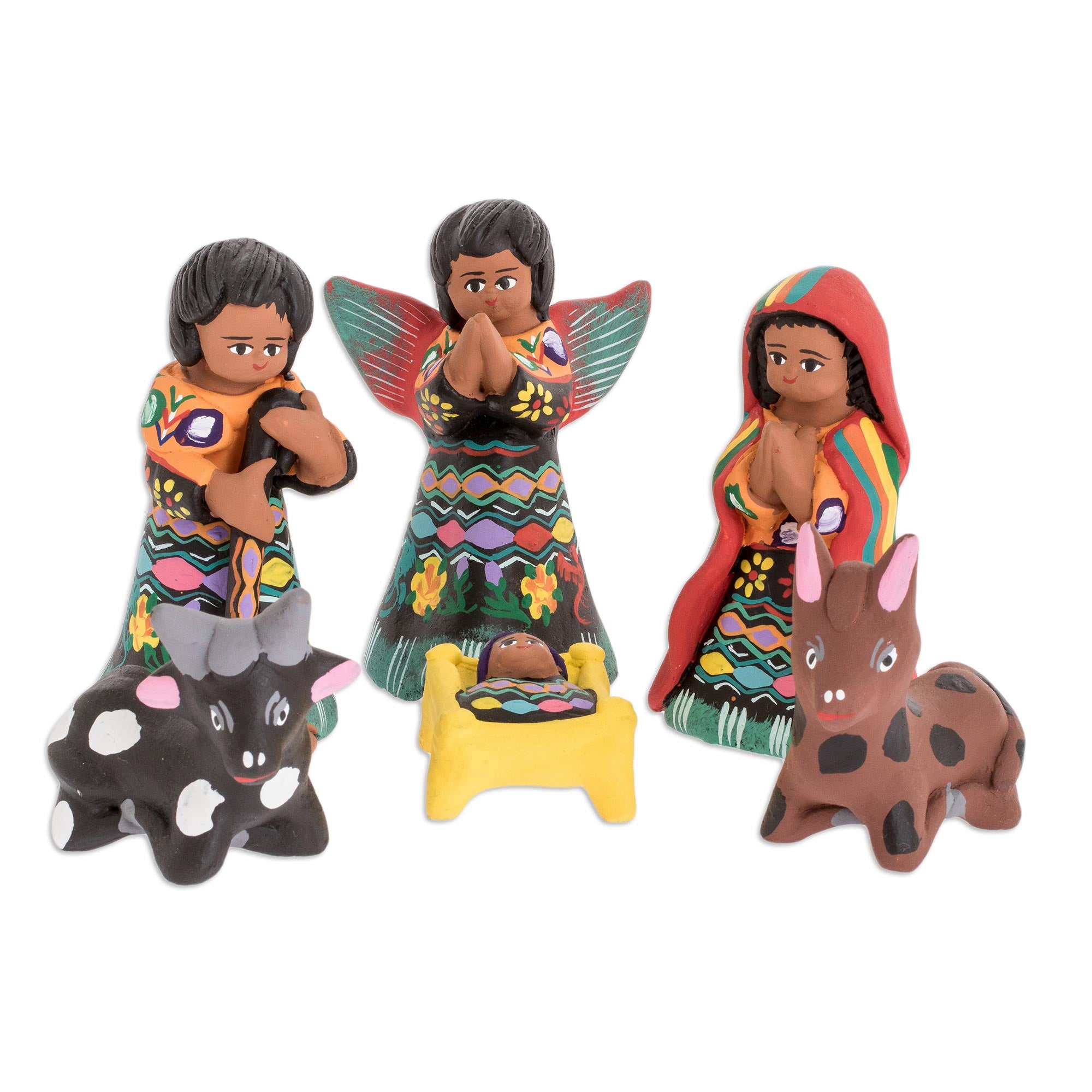 Premium Totonicapan Nativity Scene Handcrafted Ceramic Set (12 Pieces)