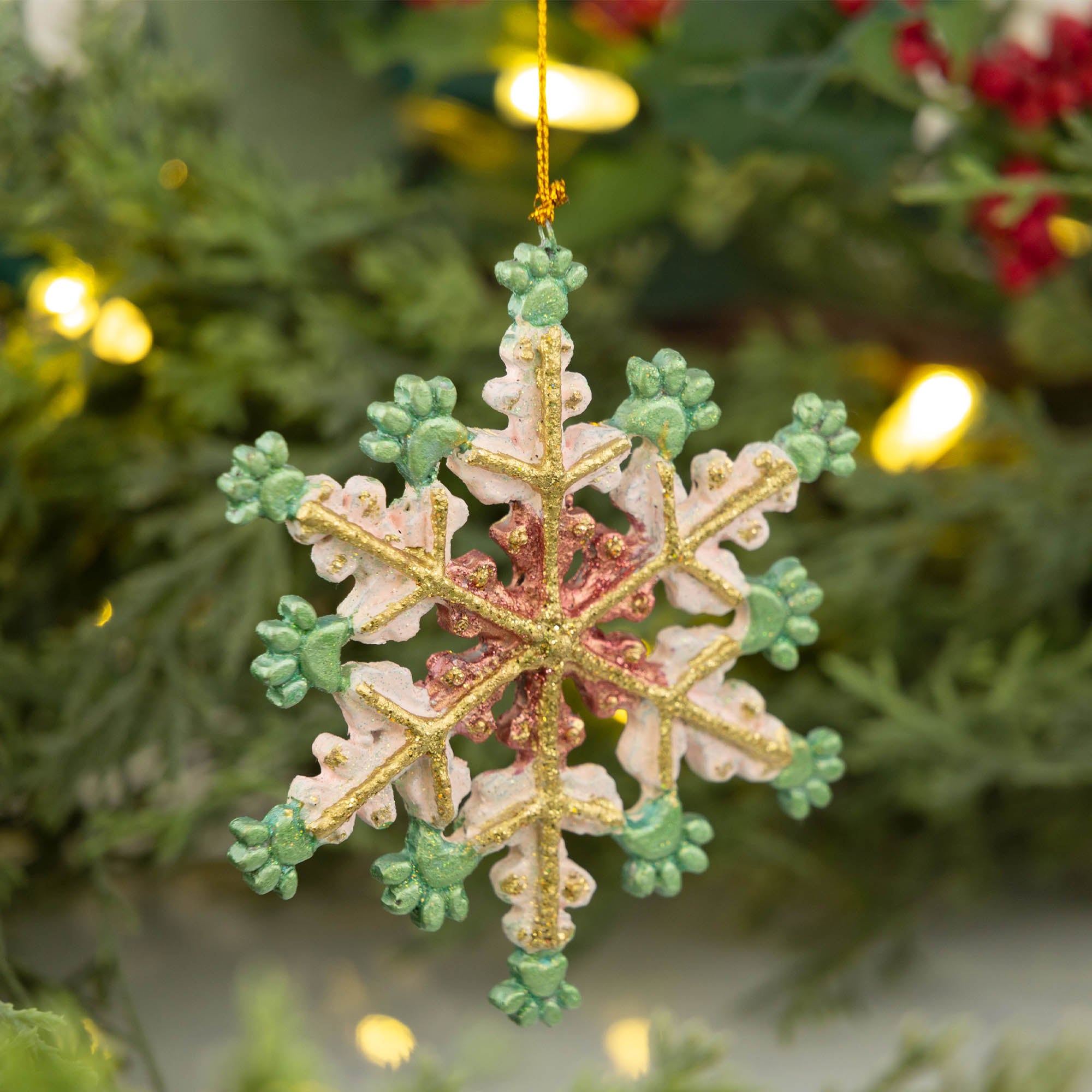 Premium Glitter Paw Print Snowflake Ornament - Ultimate Holiday Decoration