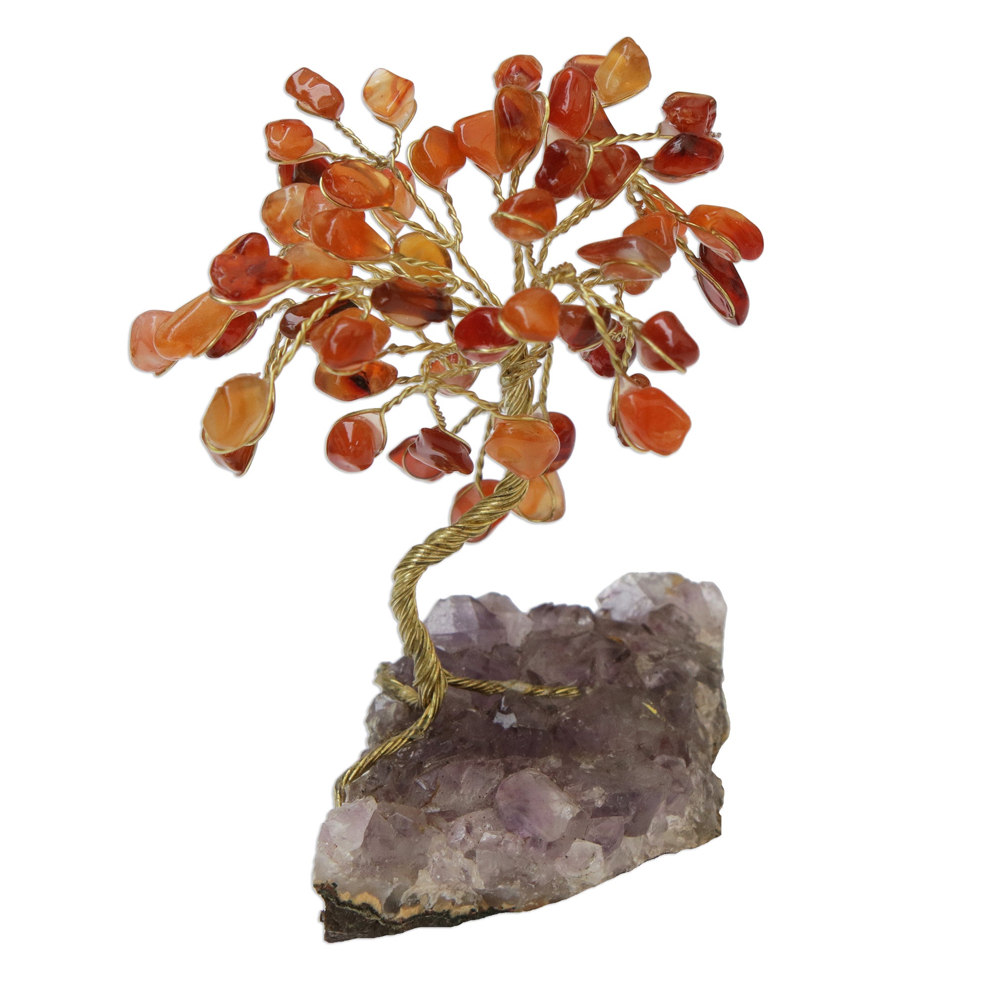 Premium Gemstone Tree Sculpture: Carnelian & Amethyst Handcrafted Art Piece