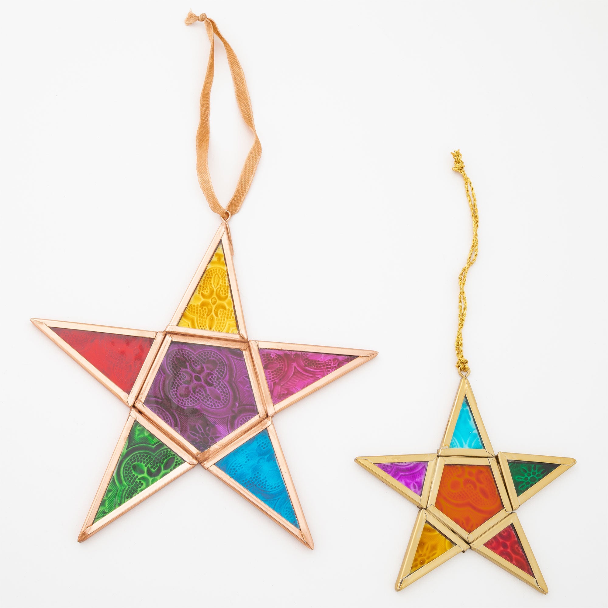 Premium Moravian Rainbow Star Ornament - Handmade Stained Glass Decor
