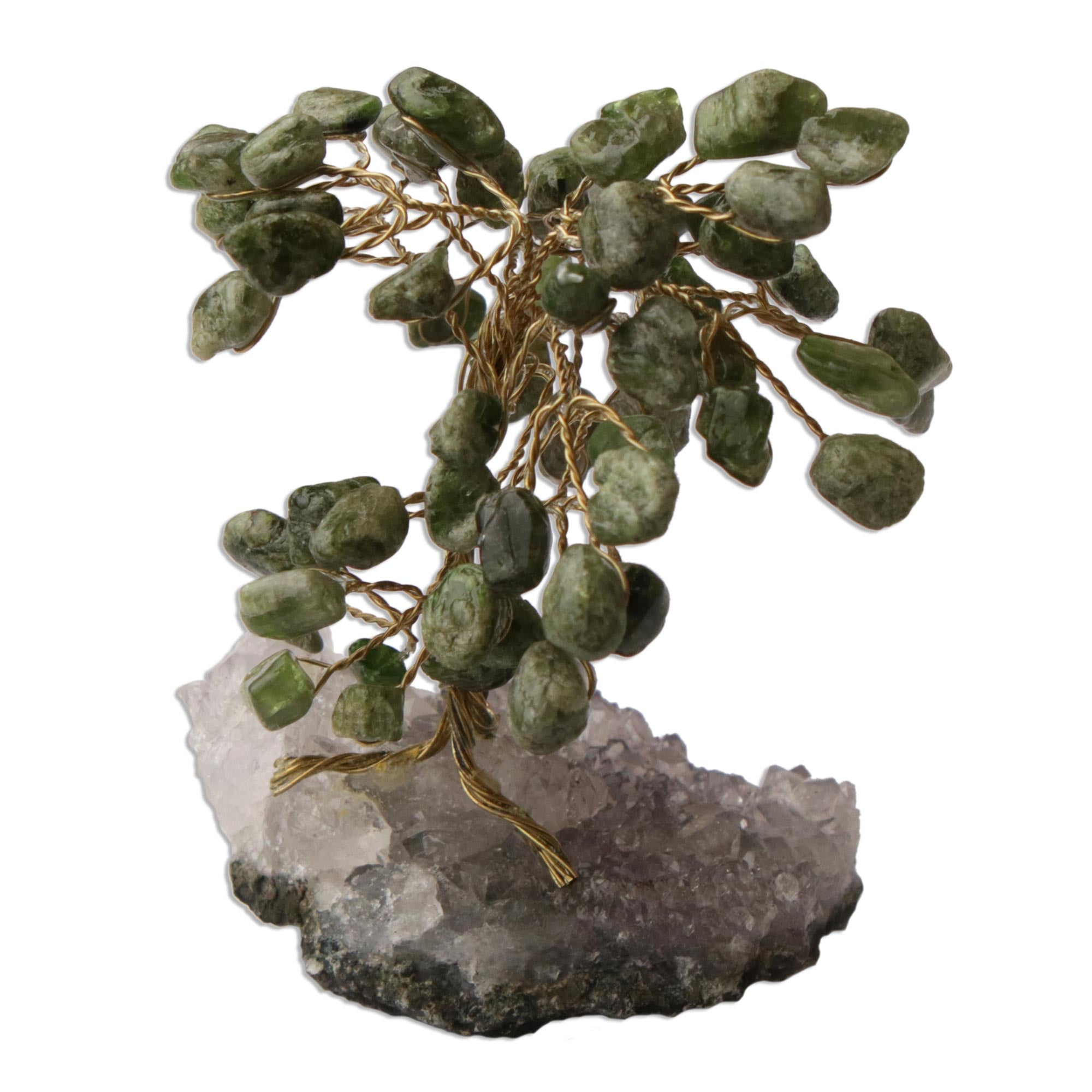 Premium Diopside & Amethyst Gemstone Tree Sculpture – Nature's Harmony