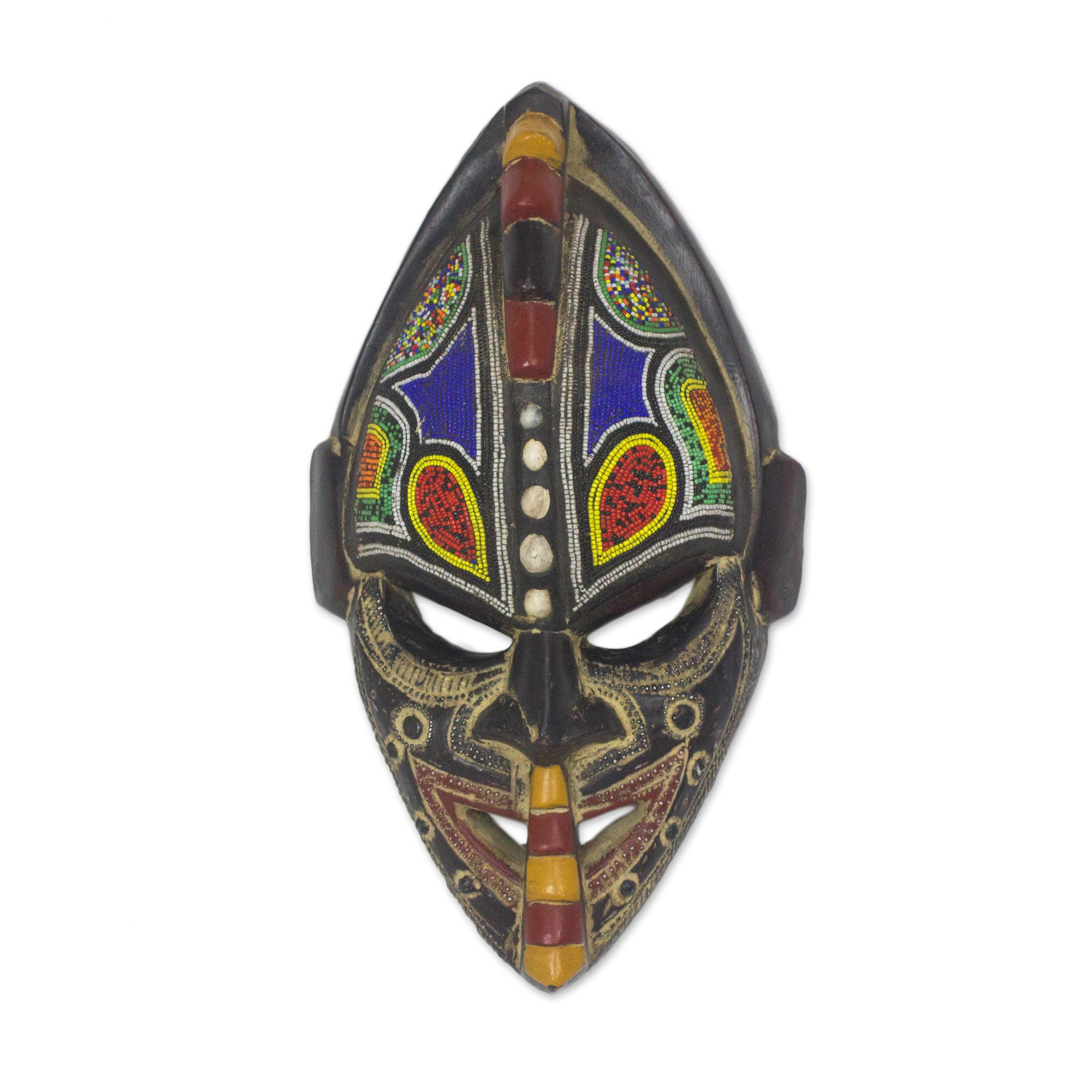 Premium Thamsanqa Hand-Carved African Good Luck Wall Mask – Multi-Color Artisan Decor