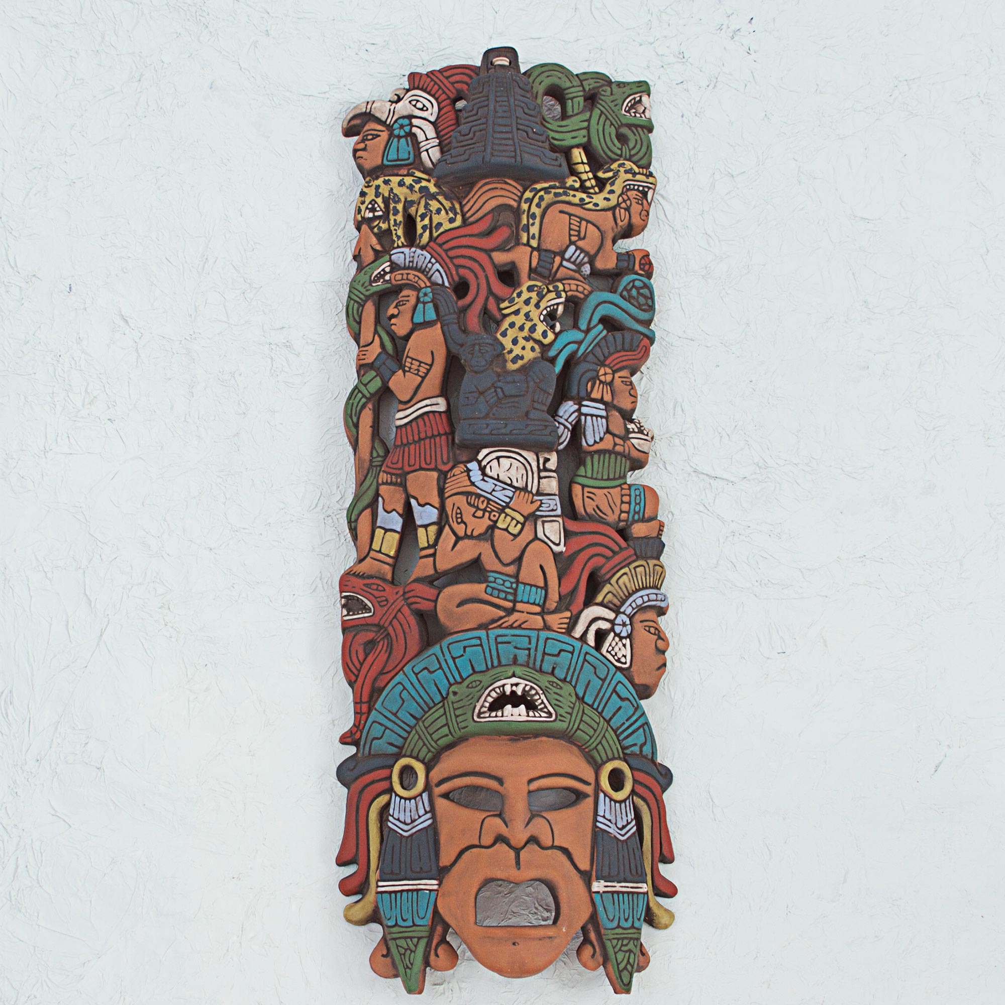 Premium Hand-Painted Mayan Ceramic Mask - Authentic Prehispanic Art from Mexico