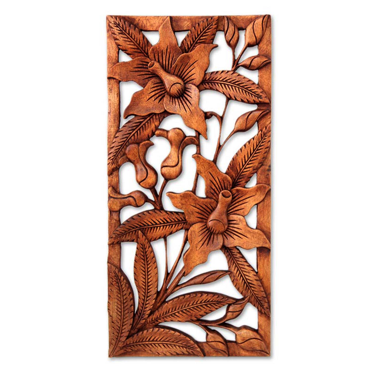Premium Balinese Orchids Floral Wood Wall Art