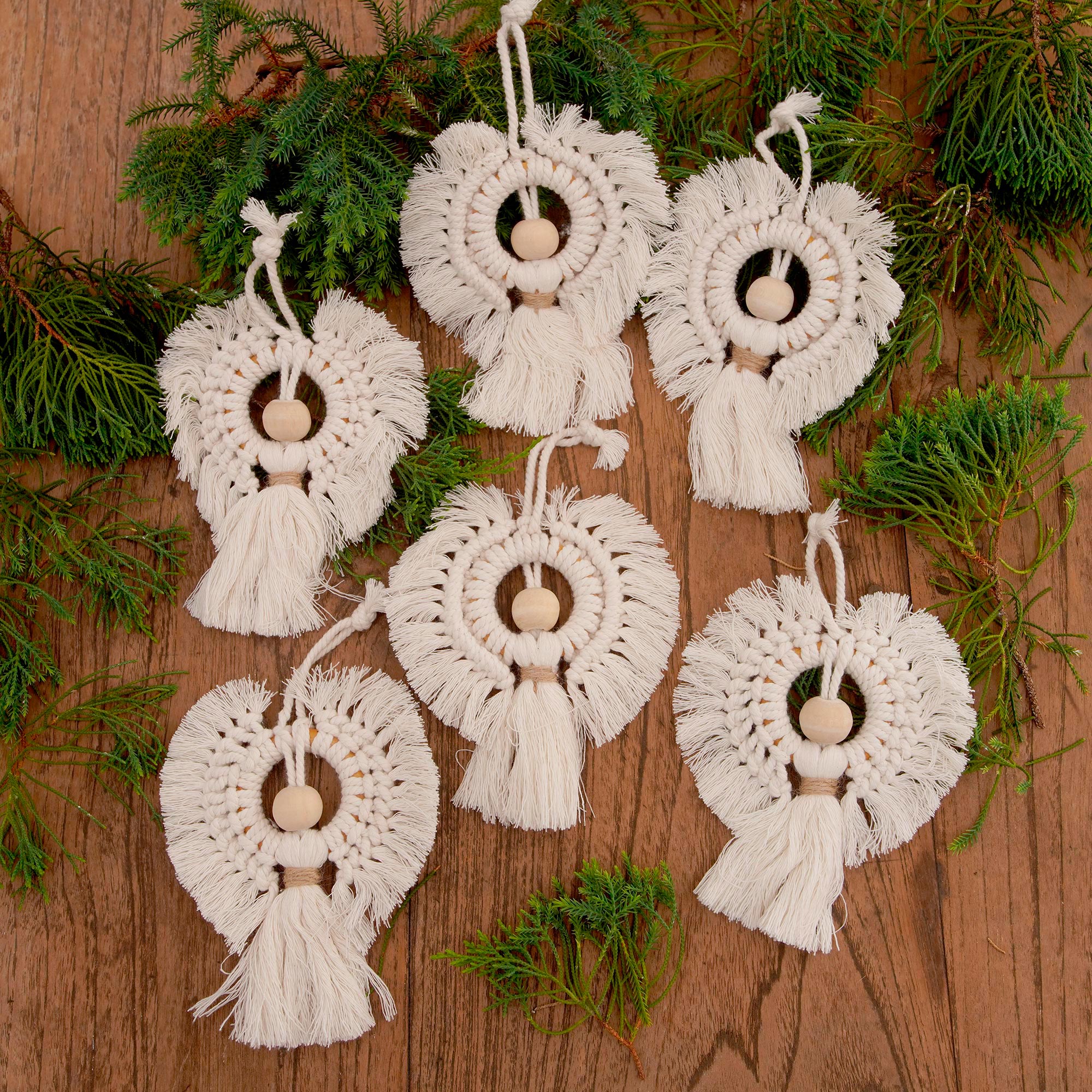 Premium Handcrafted Snow Angel Ornaments - Cotton & Bamboo Set of 6