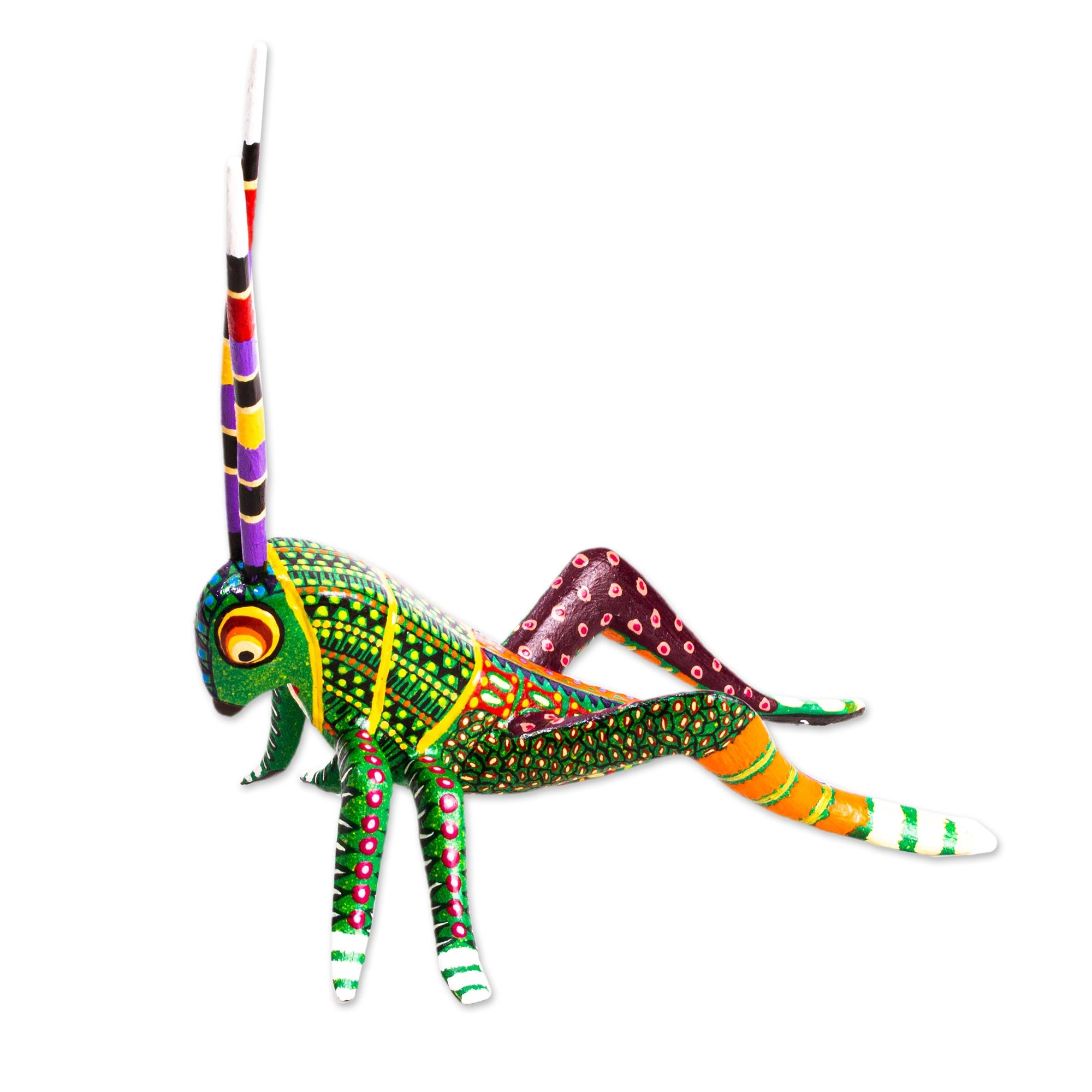 Premium Handcrafted Grasshopper Alebrije Figurine by Claudio Ojeda