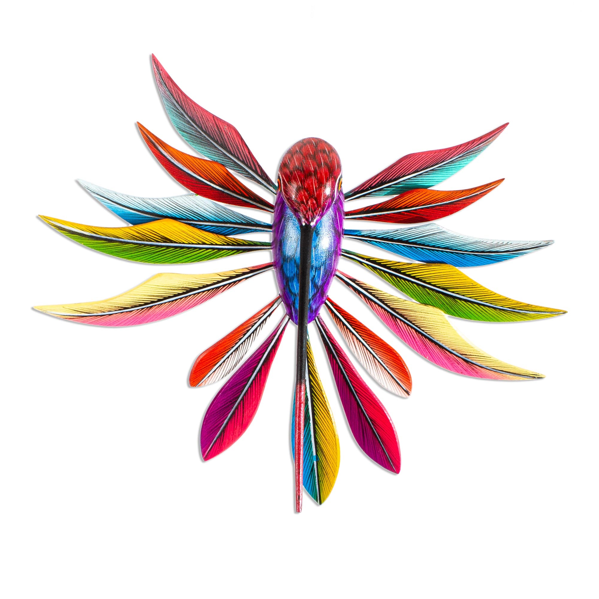 Premium Psychedelic Hummingbird Alebrije - Handcrafted Wood Art