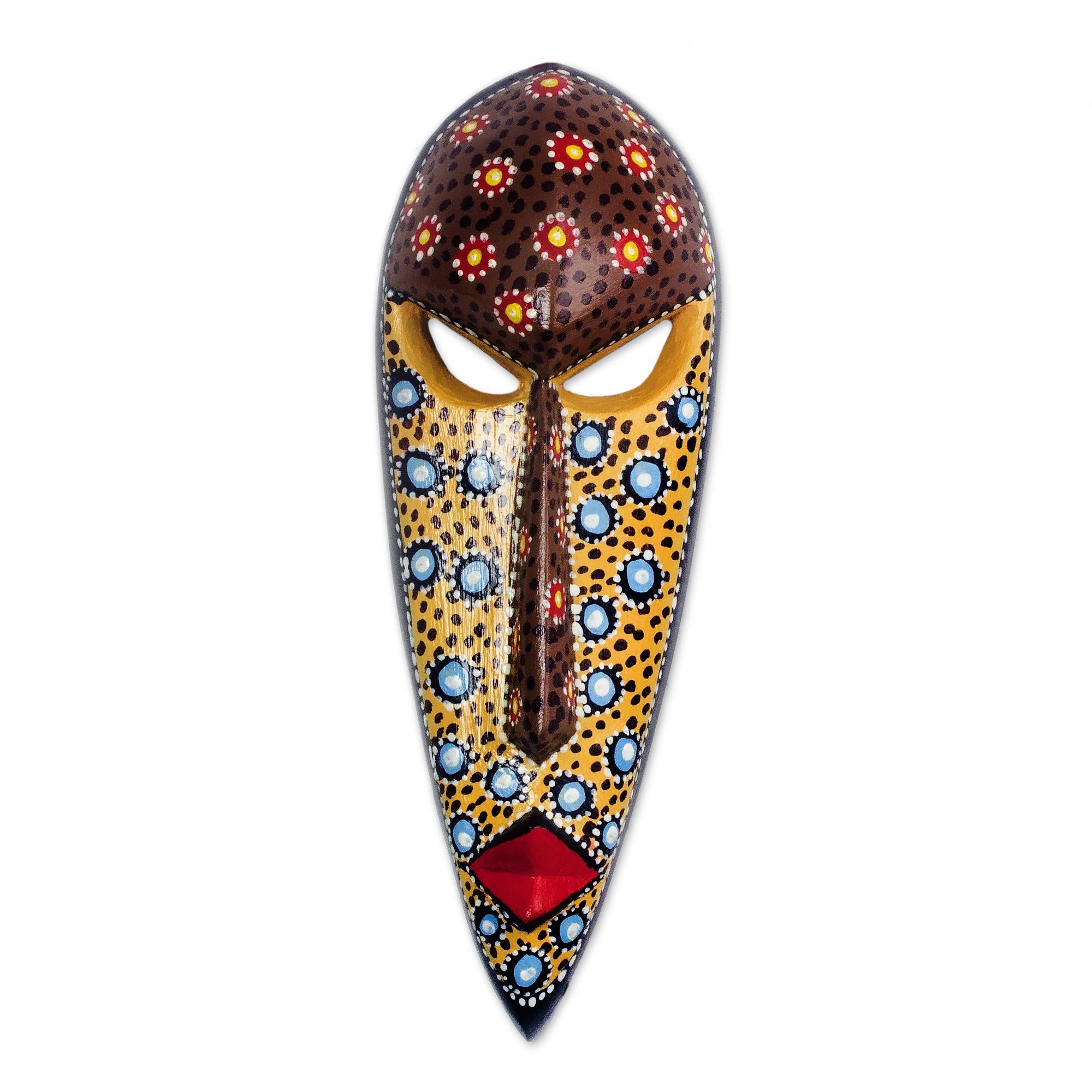 Premium African Artisan Hand-Painted Love Mask – Wall Decor from Ghana