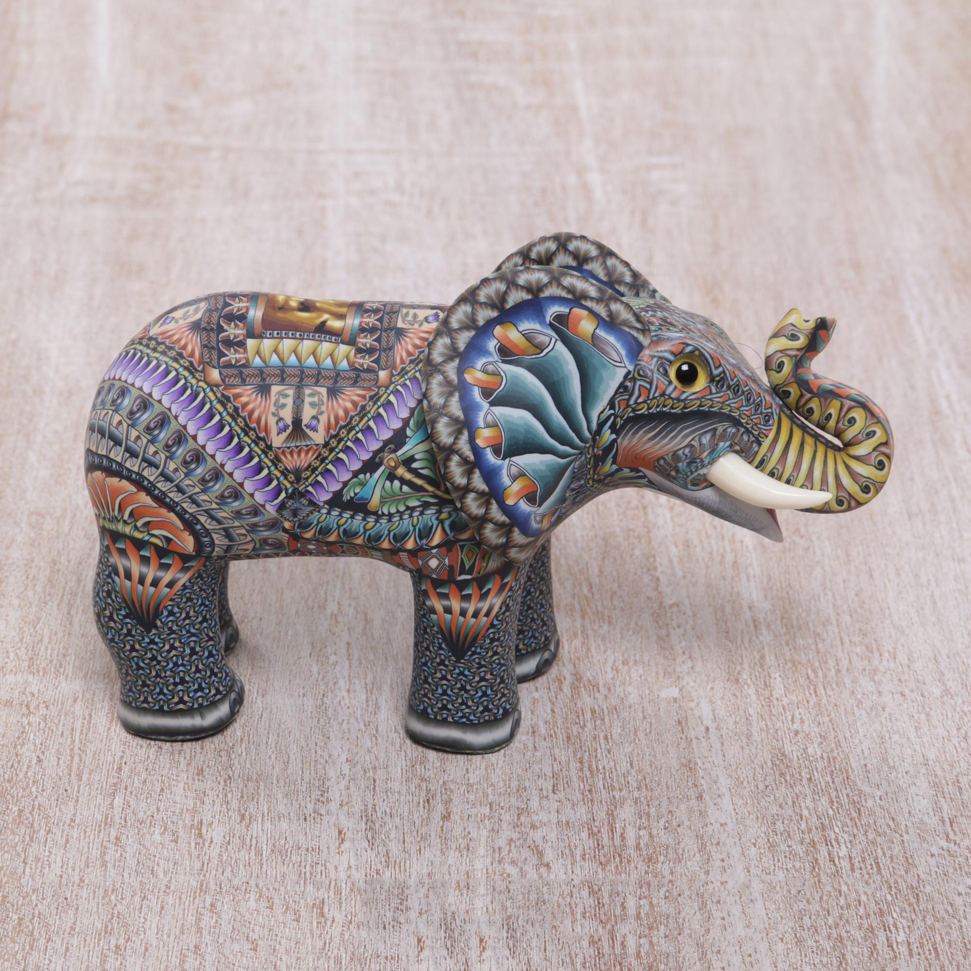 Premium Handcrafted Elephant Sculpture - Vibrant Polymer Clay Art from Bali