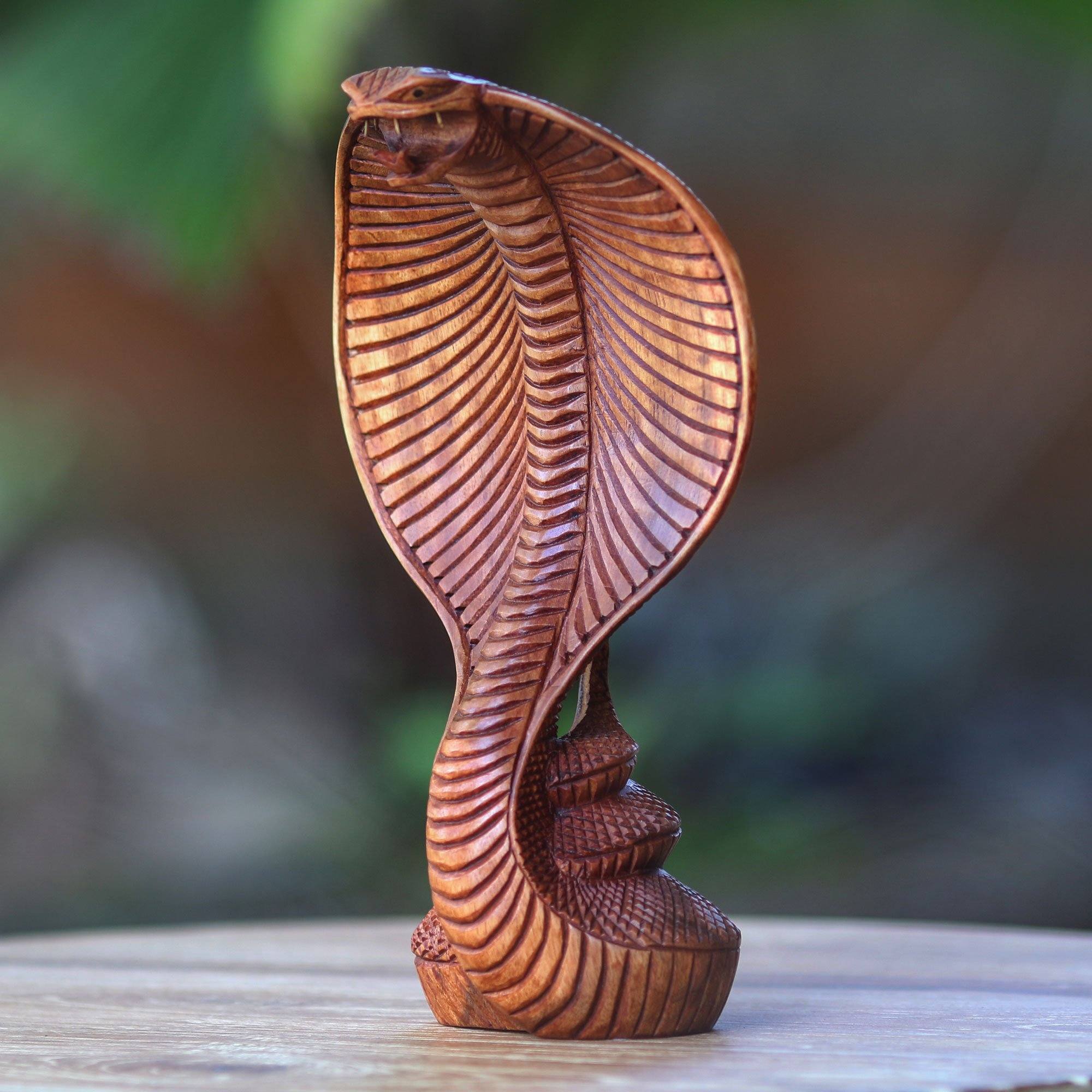 Premium Hand-Carved Cobra Sculpture - Ultimate Bali Art Piece