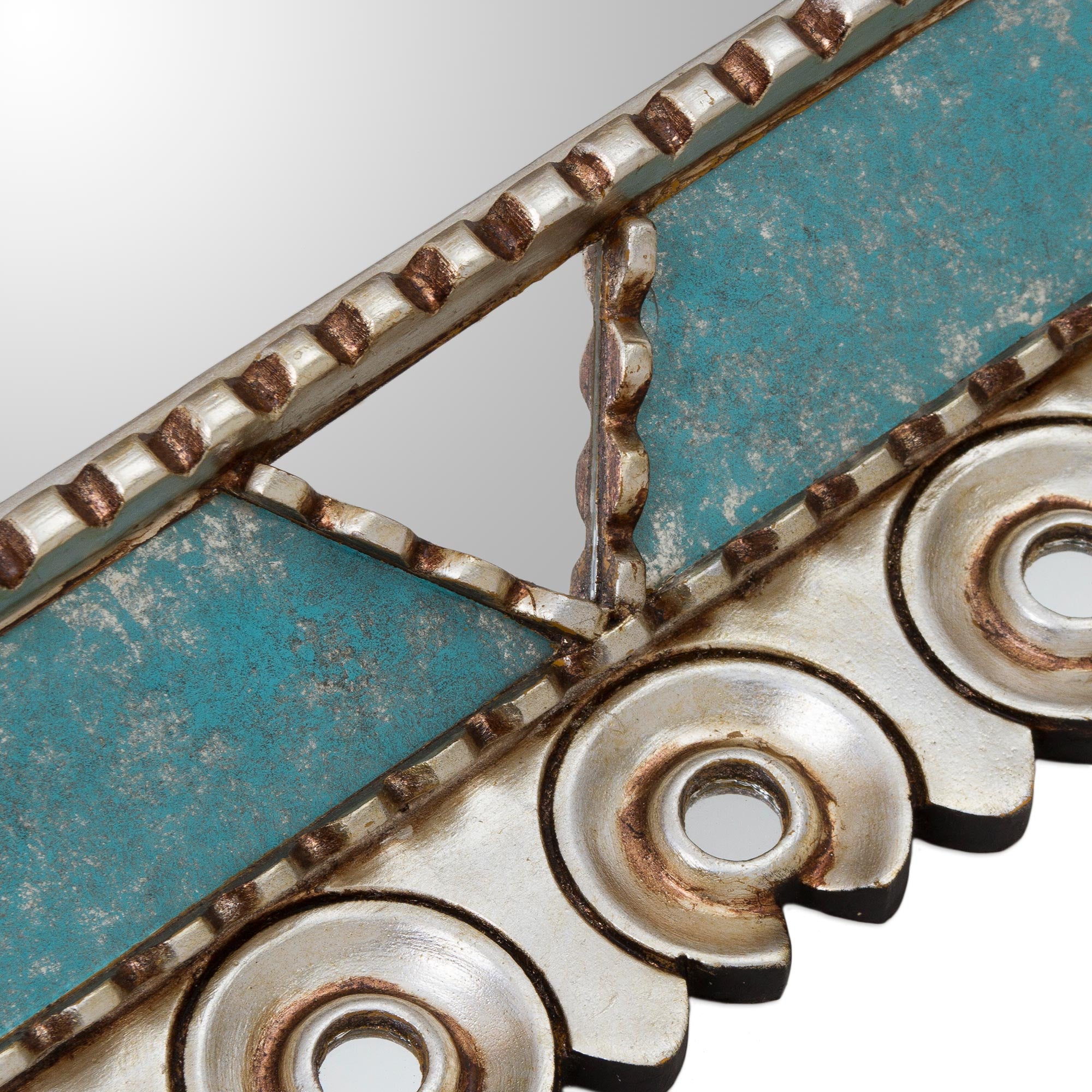 Premium Colonial Trance Square Mirror - Handcrafted Silver Gilded Wood Wall Art from Peru