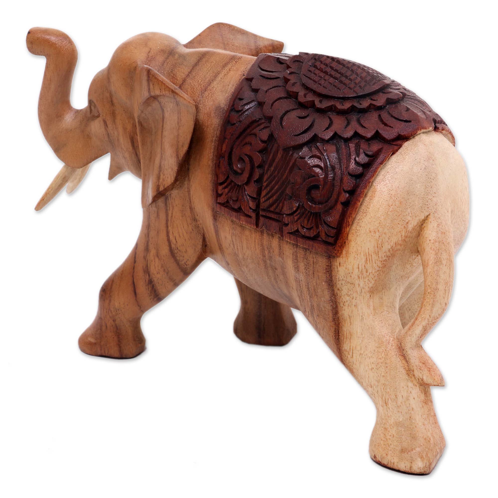 Premium Hand-Carved Elephant Parade Statue - Elegant Suar Wood Art