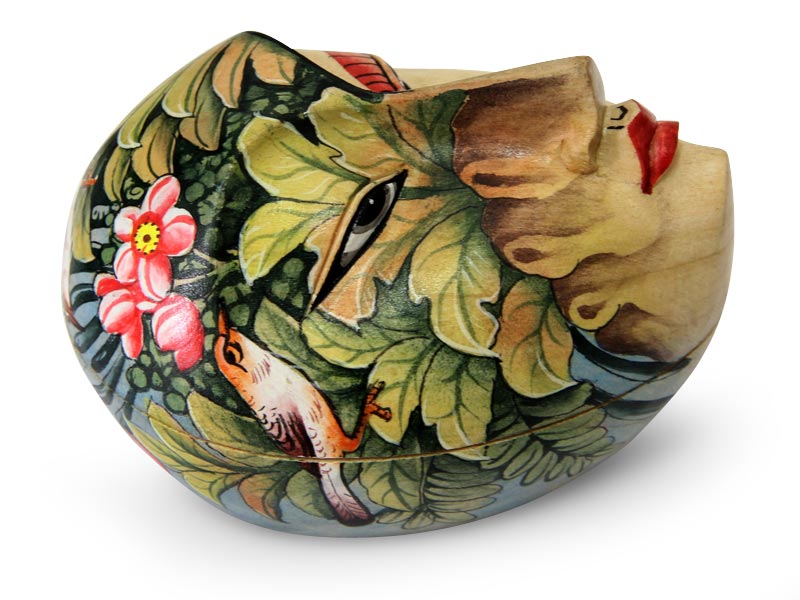 Premium Mysterious Lady Handcrafted Crocodile Wood Jewelry Box - Artisan Crafted
