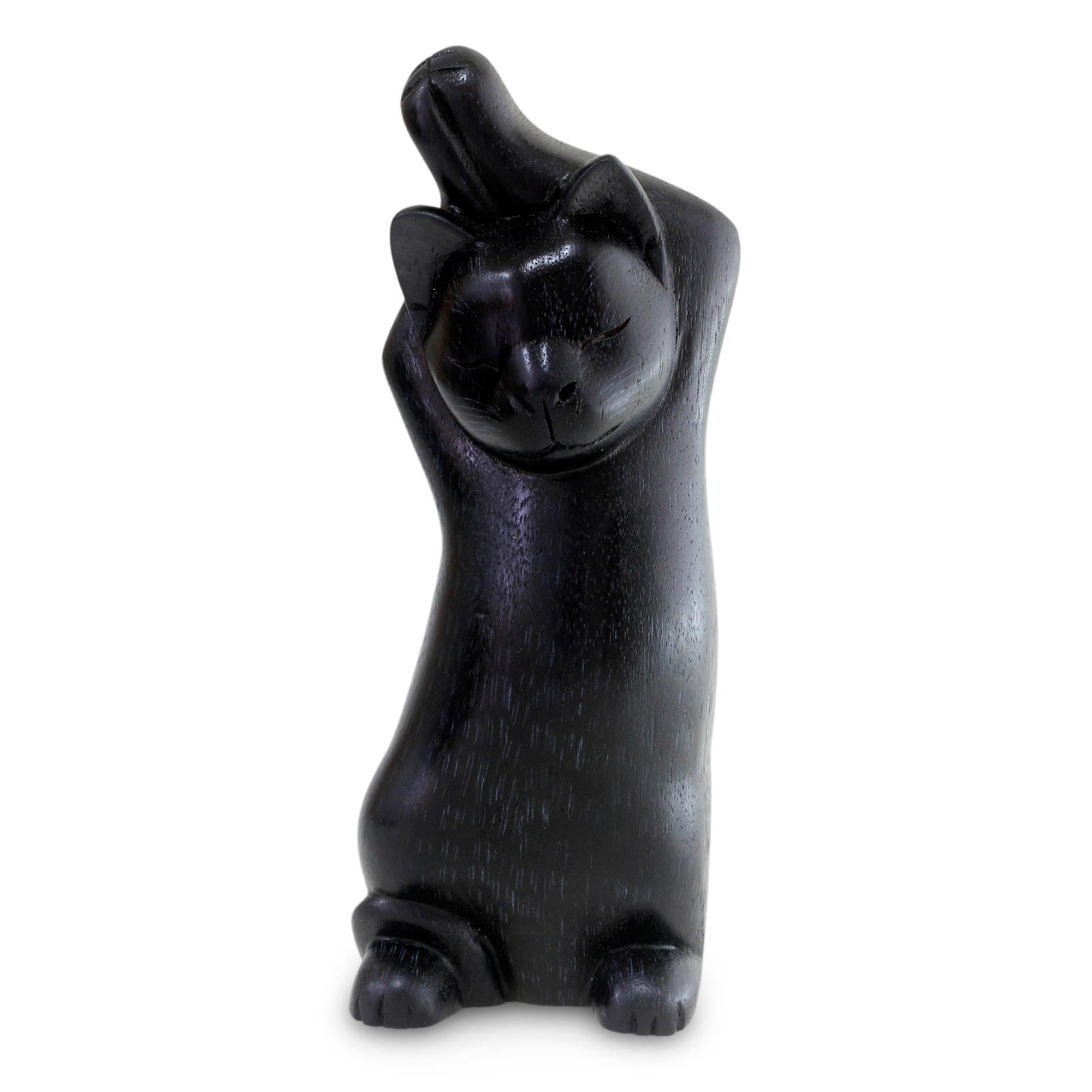 Premium Handcrafted Black Cat Yoga Sculpture