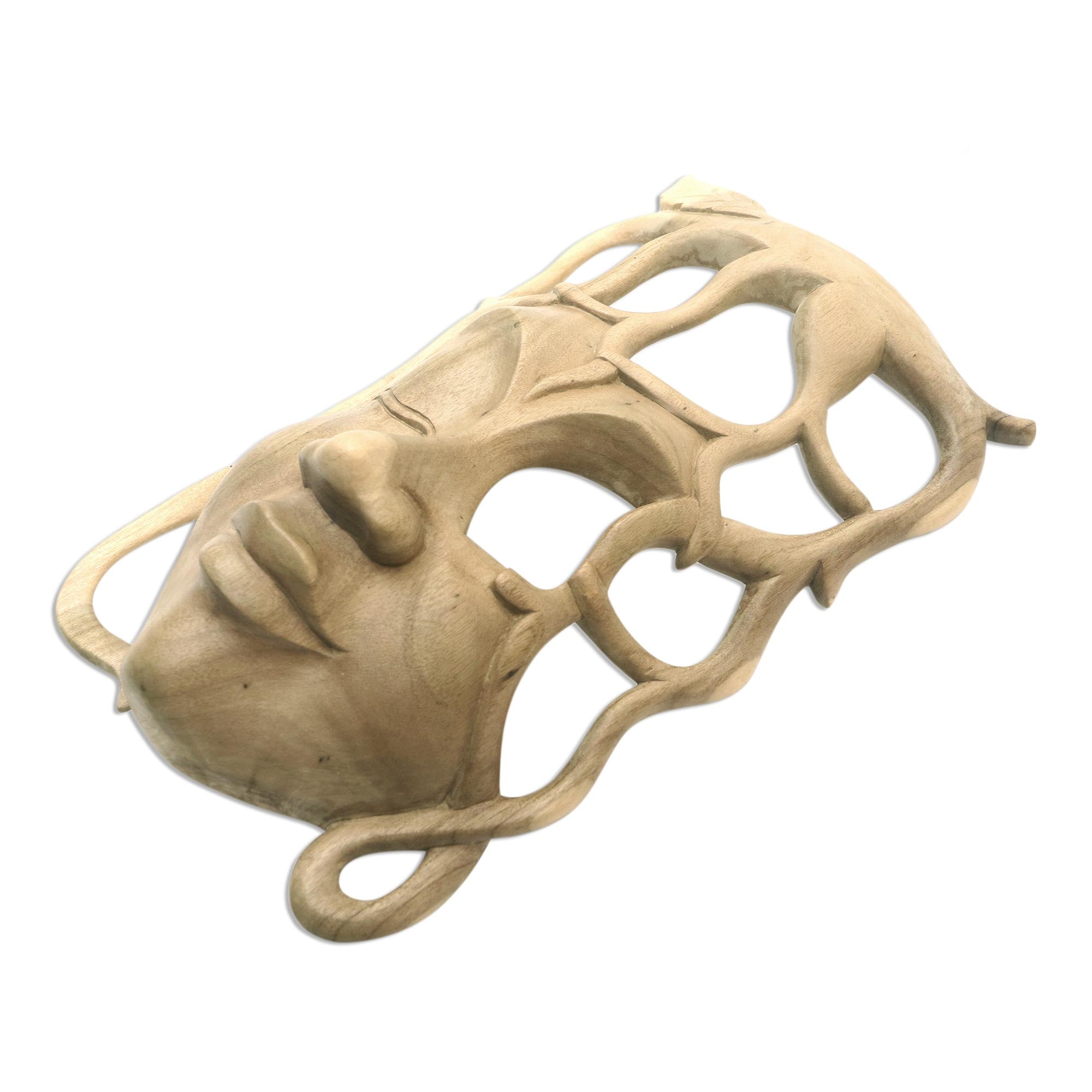 Premium Handcrafted Hibiscus Wood Wall Mask - Forest Woman