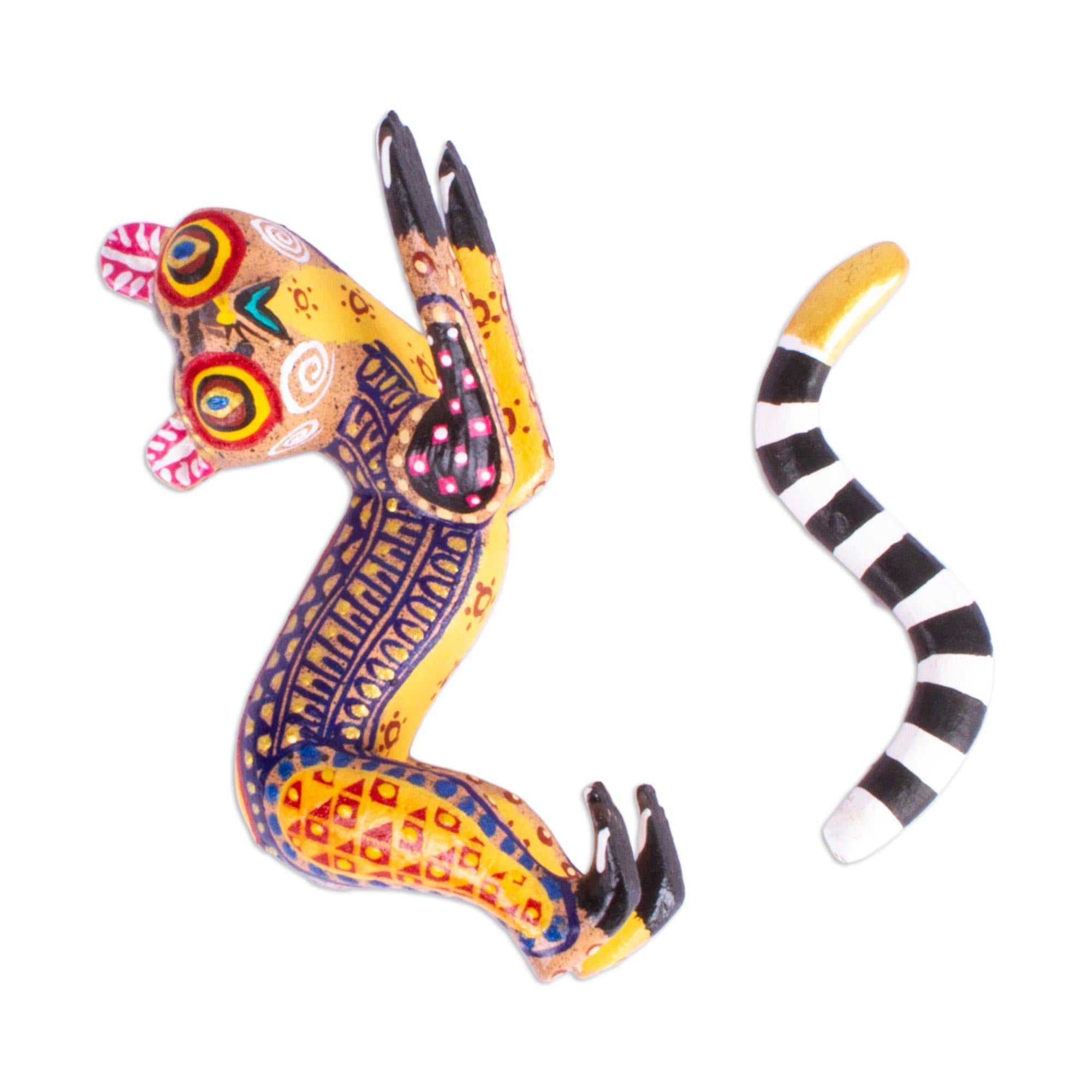 Premium Handcrafted Lemur Alebrije Art Sculpture – Vibrant Oaxacan Folk Art