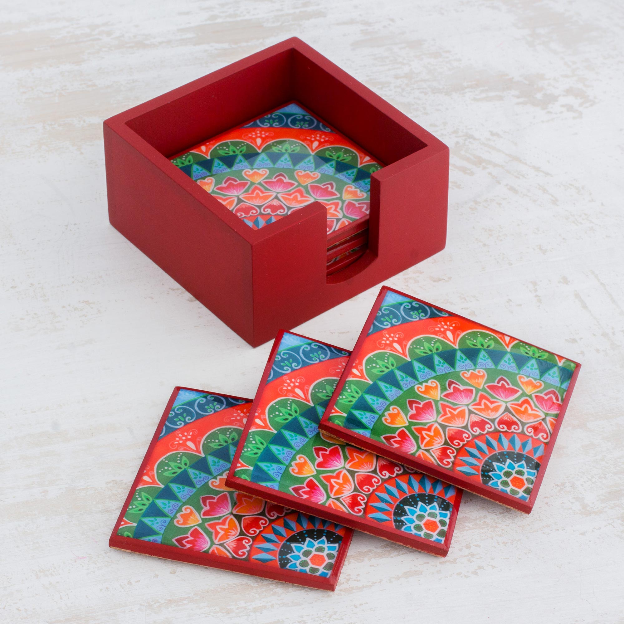 Premium Handcrafted Wood Coasters Set - Costa Rican Artisan Design