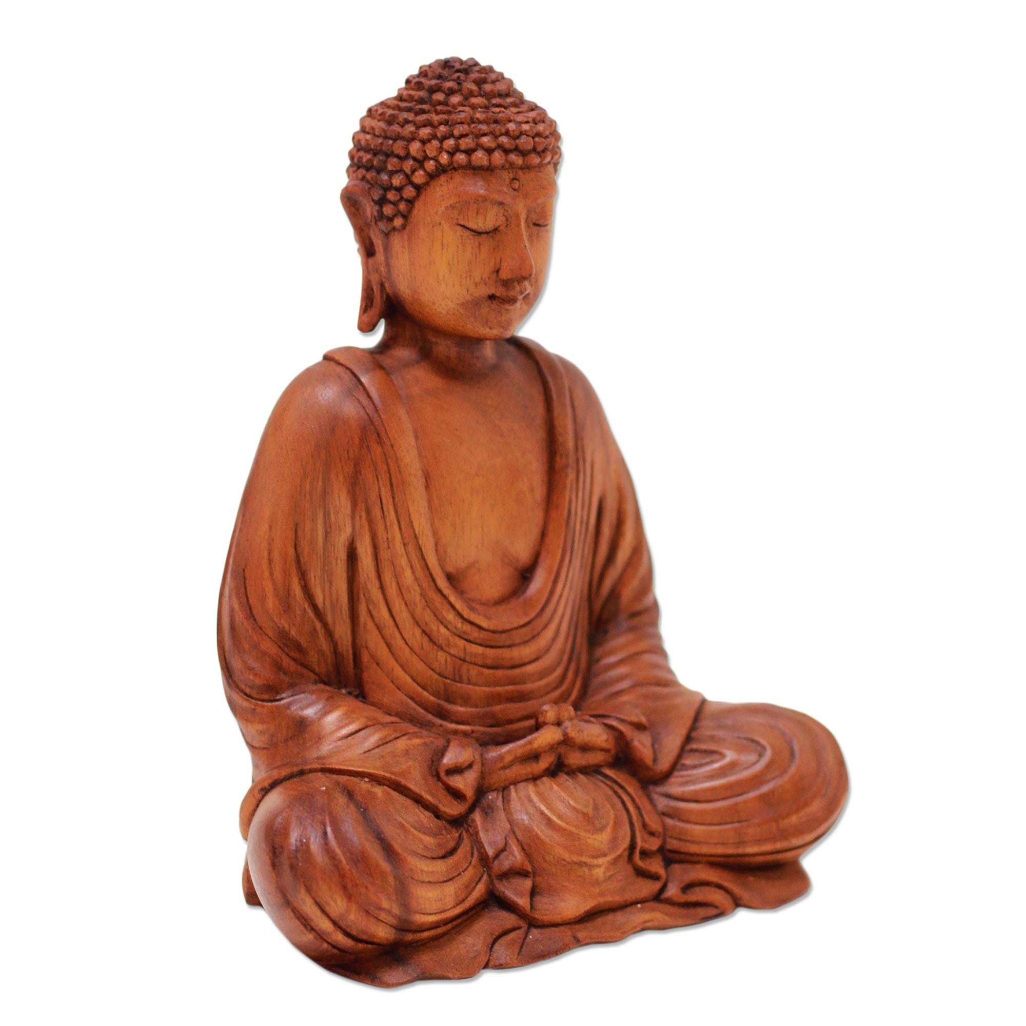 Premium Hand-Carved Suar Wood Buddha Sculpture – Serenity in Every Detail