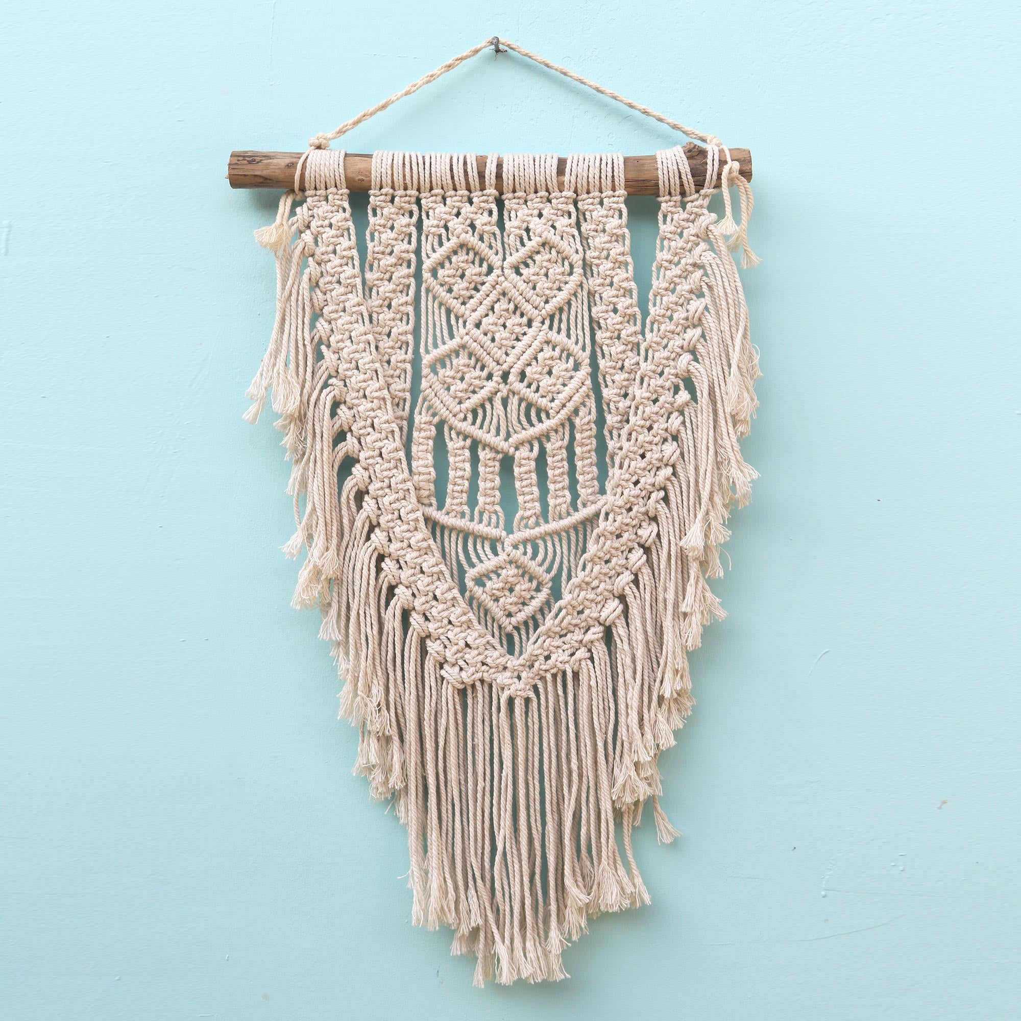 Premium Hand-Knotted Ivory Cotton Wall Hanging – Inspired by Tegalalang, Bali