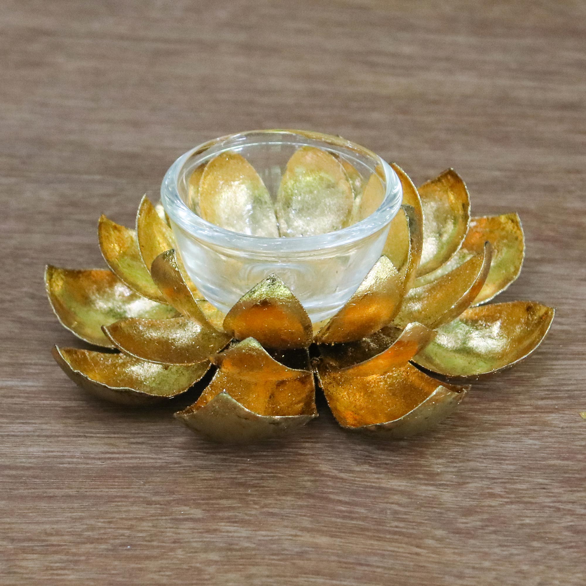 Premium Handcrafted Lotus Tealight Holder – Antique Steel Design from Thailand