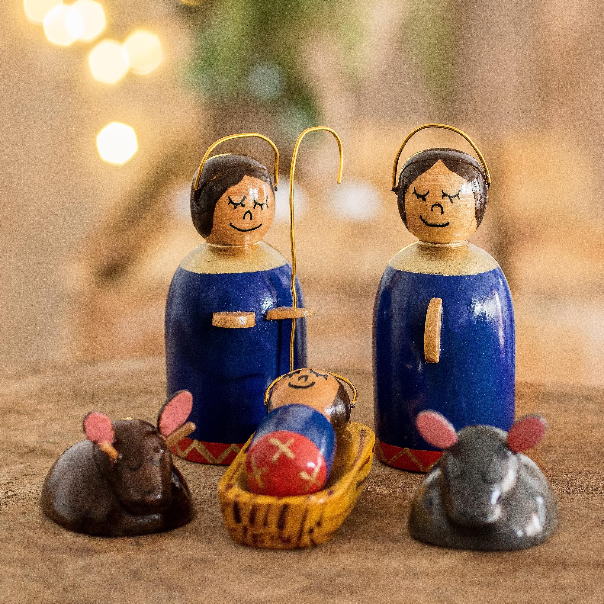 Premium Royal Blue Nativity Scene - Handcrafted Holy Family Set with Eco-Friendly Design