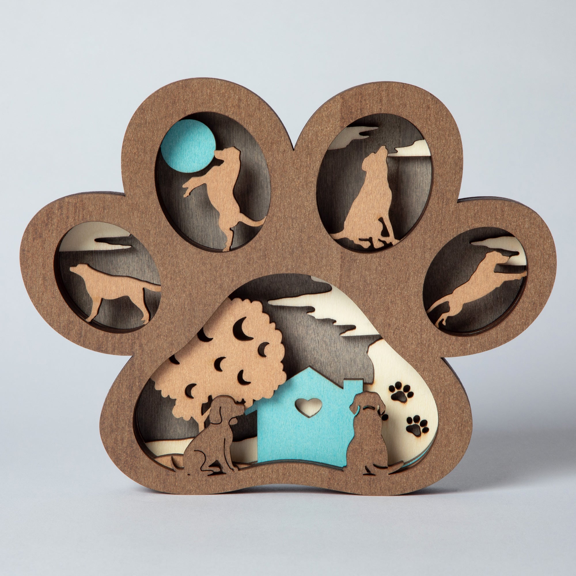 Premium Baltic Basswood Paw Print Shelf Decor - Ultimate Pet Lover's Collection