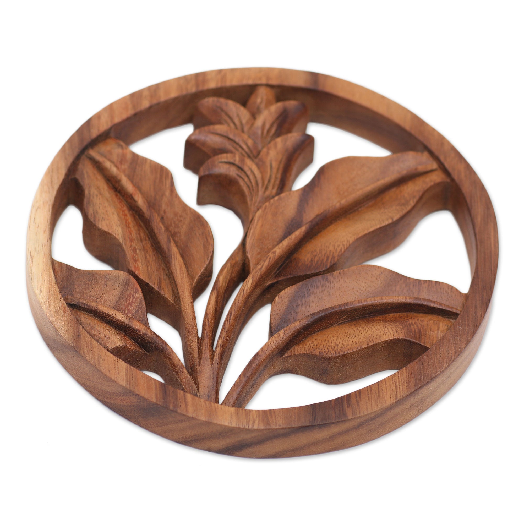 Premium Balinese Handcrafted Suar Wood Floral Wall Art