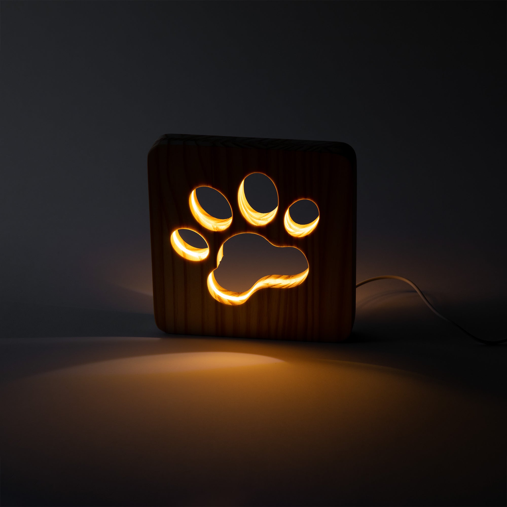 Premium Pine Wood Paw Print Table Lamp - Ultimate Cozy Glow