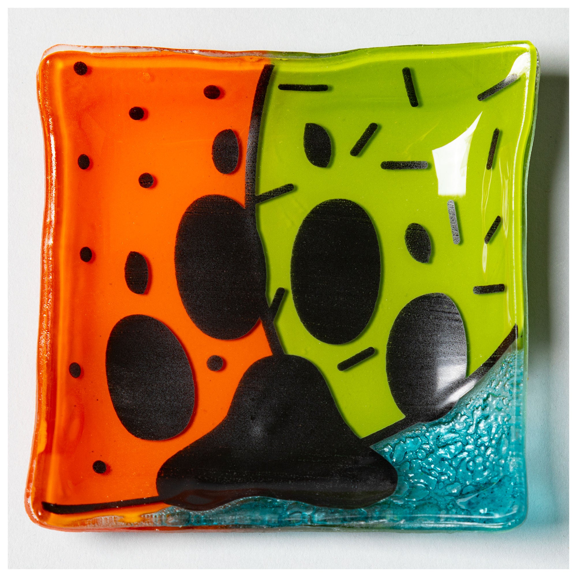 Premium Hand-Painted Recycled Glass Paw Print Dish