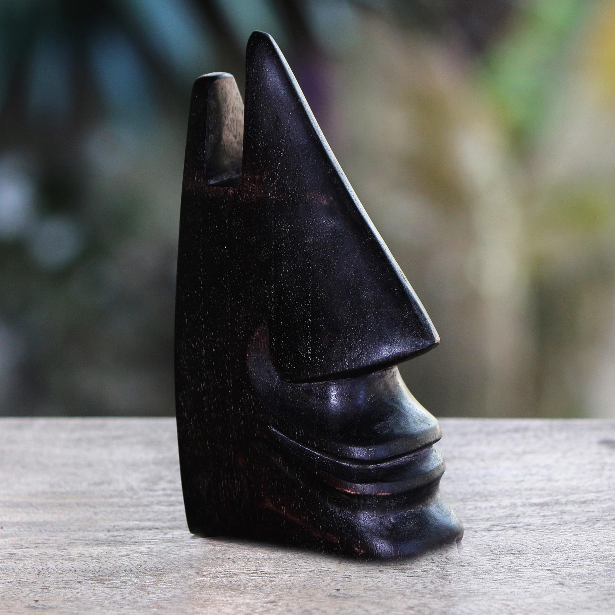 Premium Whimsical Dark Brown Wooden Eyeglass Holder - Hand Carved Nose Design