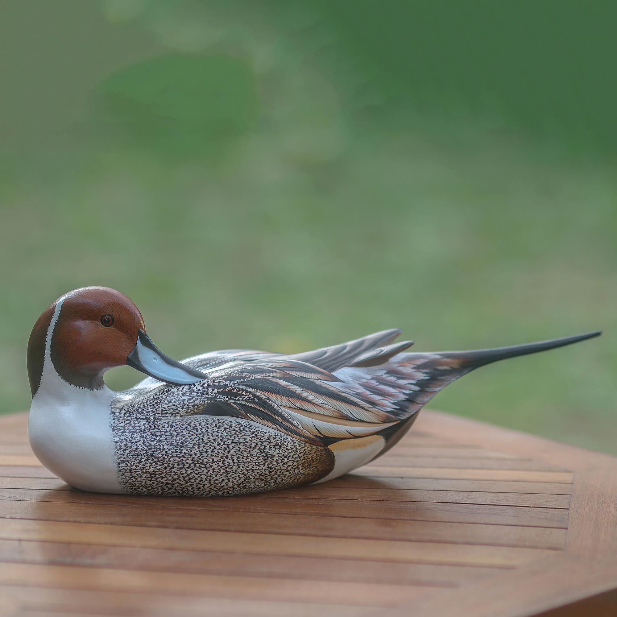 Premium Handcrafted Pintail Duck Sculpture - Balinese Albesia Wood Art