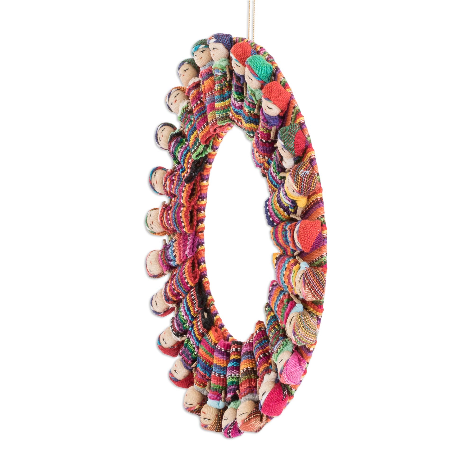 Premium Guatemalan Quitapena Happiness Cotton Worry Doll Wreath