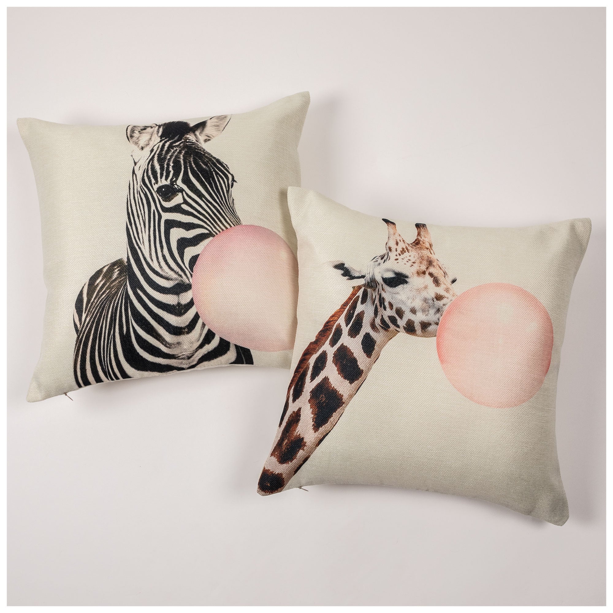 Premium Wildlife Whimsy Pillow Cover - Giraffe & Zebra Design